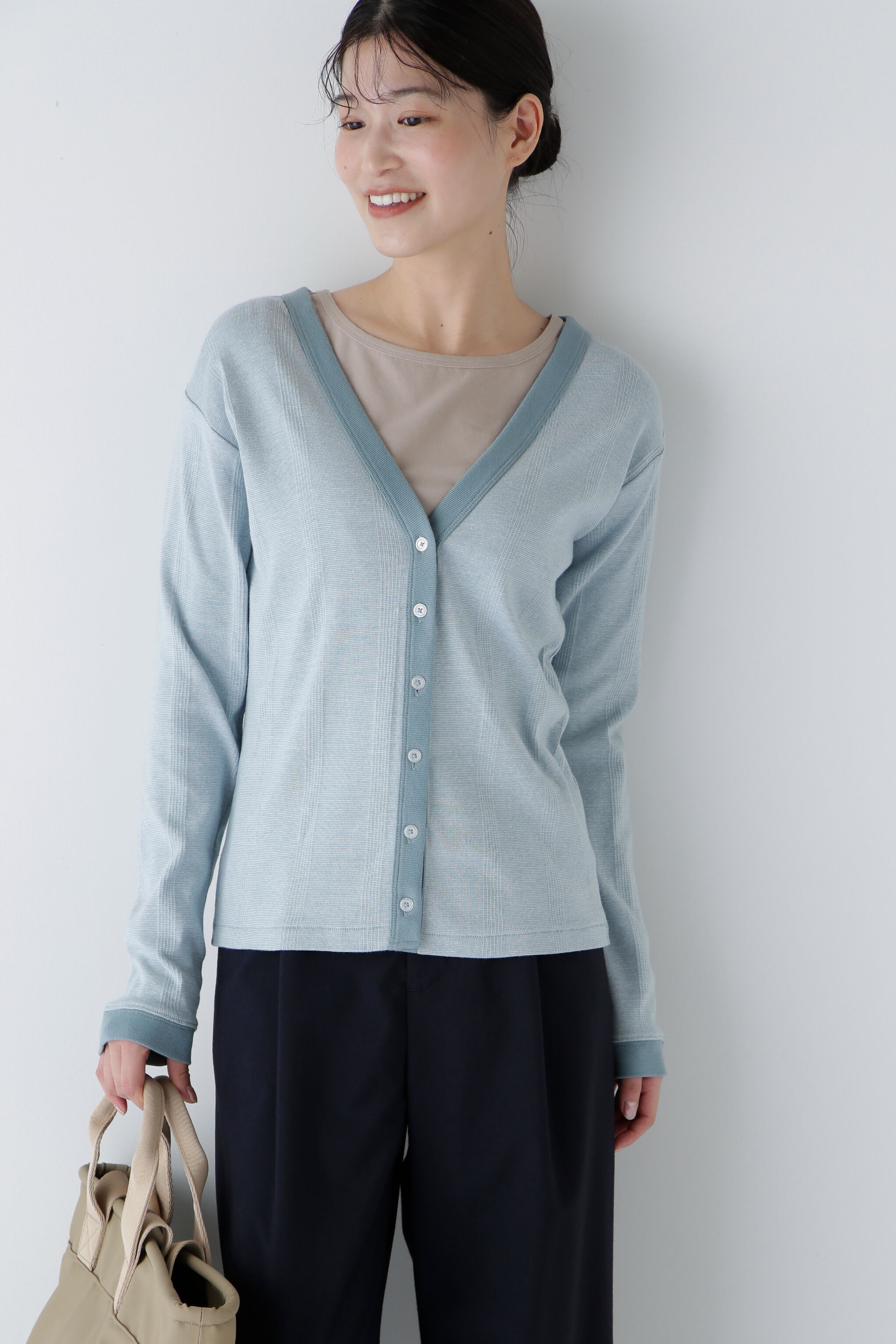  「◆パネルリブＶネックカーディガン」|Tシャツ・カットソー|