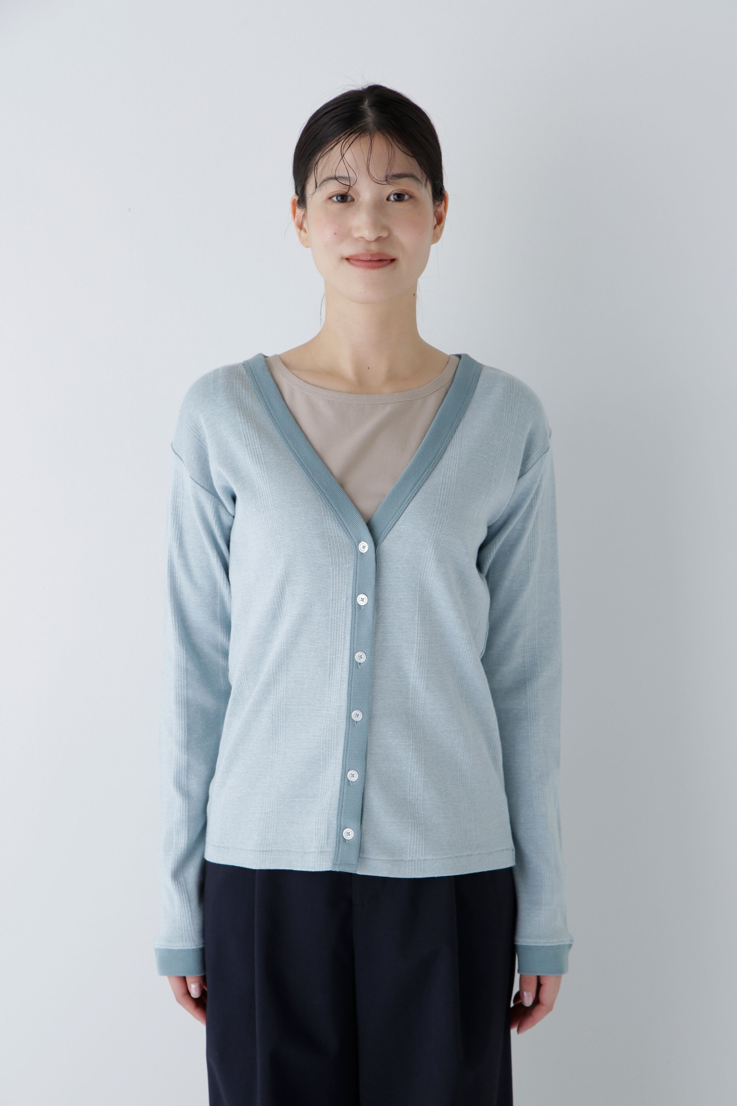  「◆パネルリブＶネックカーディガン」|Tシャツ・カットソー|