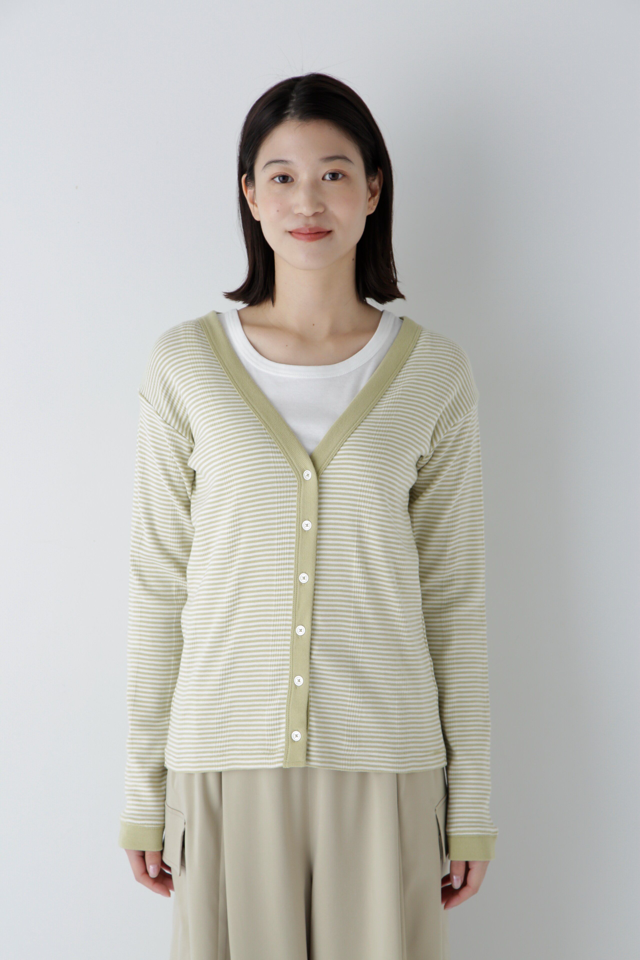  「◆パネルリブＶネックカーディガン」|Tシャツ・カットソー|