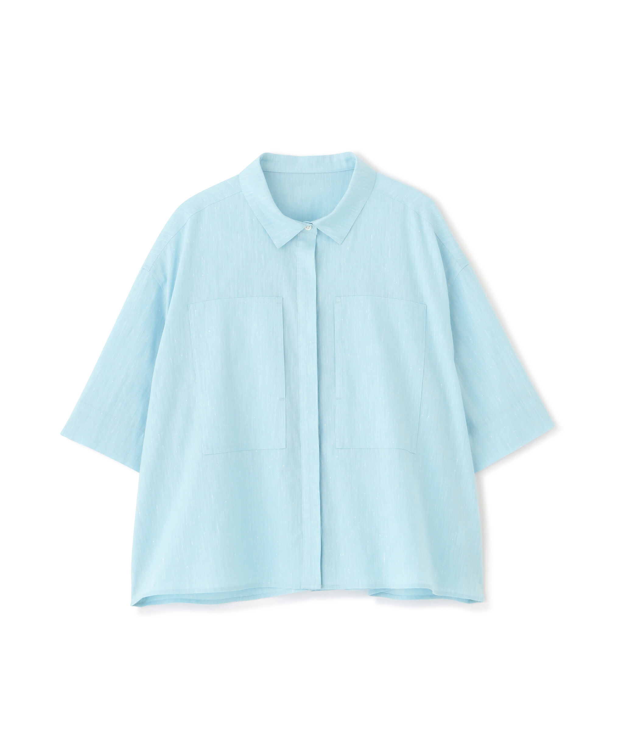  「◆コットンリネンシャンブレーハーフスリーブボックスシャツ」|シャツ・ブラウス|
