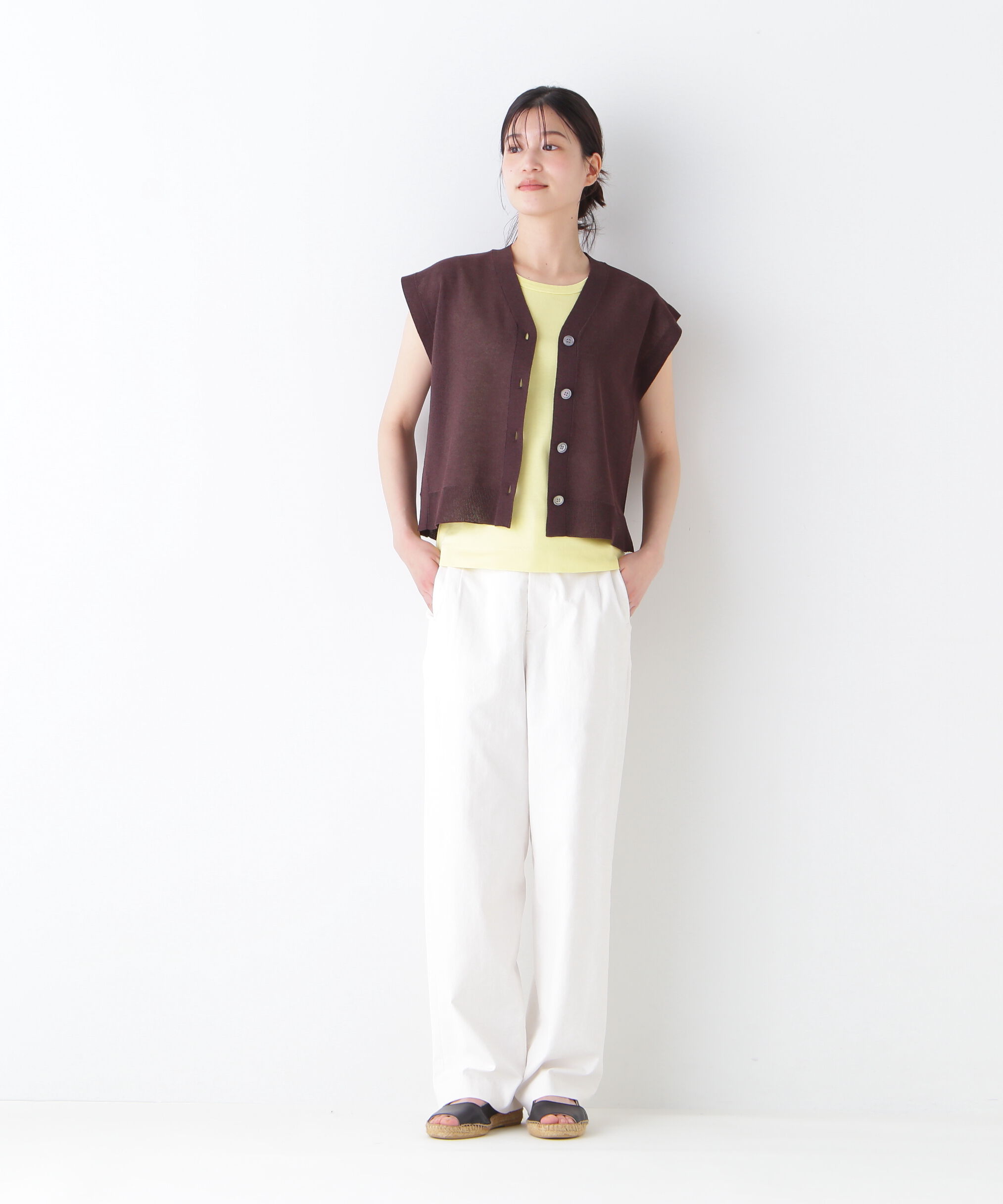  「◆綿ナイロン鹿の子ジレ」|ニット・セーター|