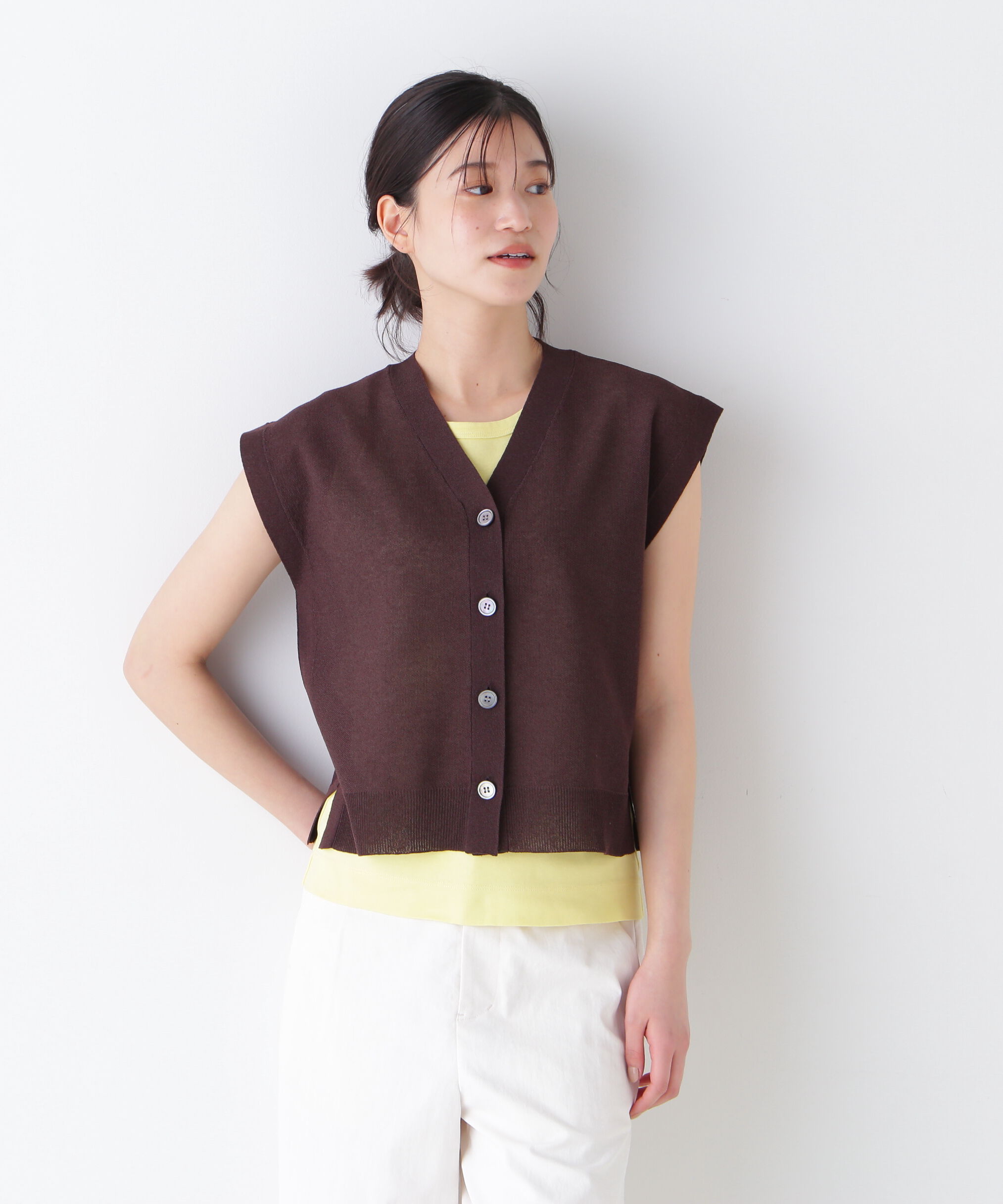  「◆綿ナイロン鹿の子ジレ」|ニット・セーター|