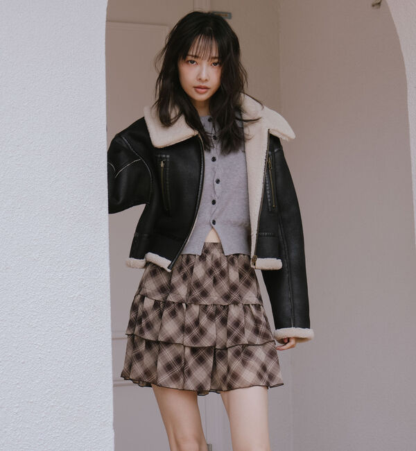 archives「チェックアソートシフォンティアードミニスカート」|スカート|