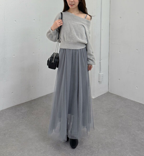 archives「フェザーオフショルニット&times;チュールキャミワンピースＳＥＴ」|ワンピース|GRAY