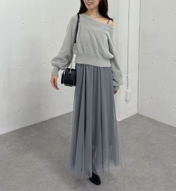 archives「フェザーオフショルニット&times;チュールキャミワンピースＳＥＴ」|ワンピース|