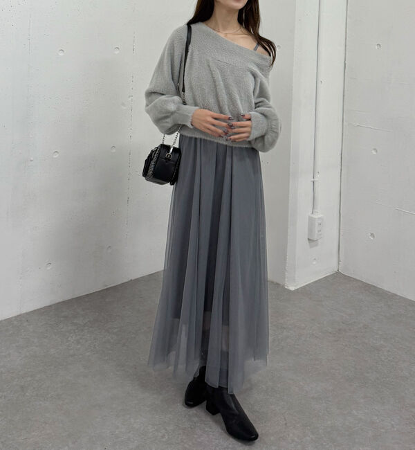 archives「フェザーオフショルニット&times;チュールキャミワンピースＳＥＴ」|ワンピース|