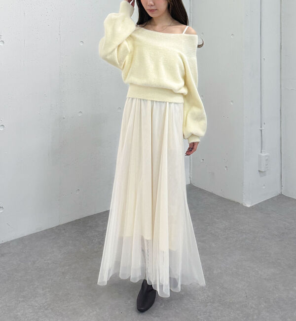 archives「フェザーオフショルニット&times;チュールキャミワンピースＳＥＴ」|ワンピース|IVORY