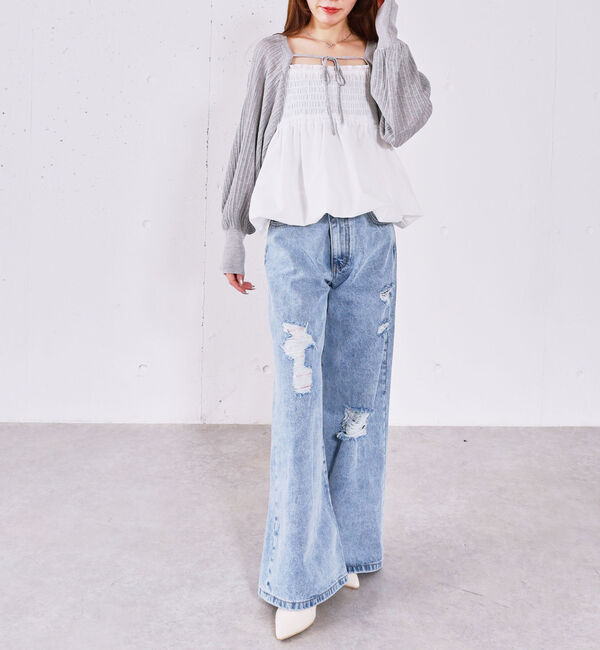 archives「ダメージレースフレアデニム」|デニム|