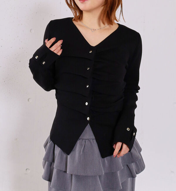 archives「スプリングタックボタンニットプルオーバー」|ニット・セーター|BLACK