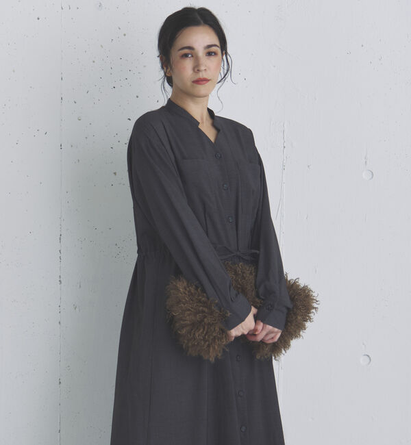 Doux archives「Ｖネックドロストギャザーワンピース」|ワンピース|