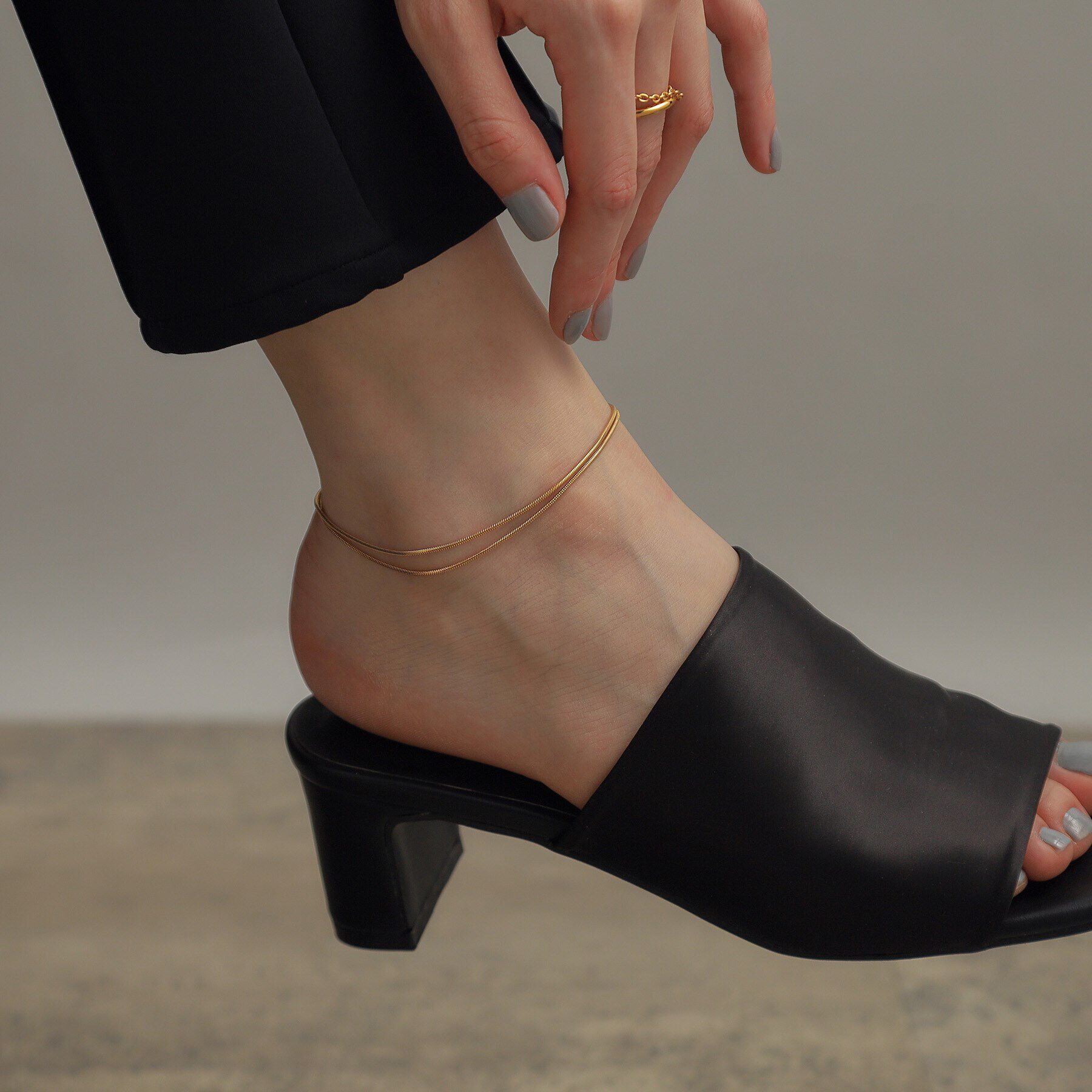 COCOSHNIK ONKITSCH「シルバー スネークチェーン ダブルアンクレット GP」|アンクレット|