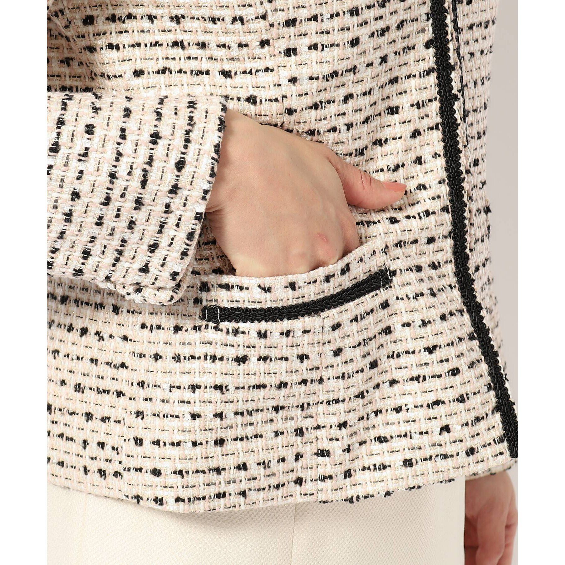 SHOO･LA･RUE「【S-5L】ネオリッチツイードジャケット」|ノーカラージャケット|