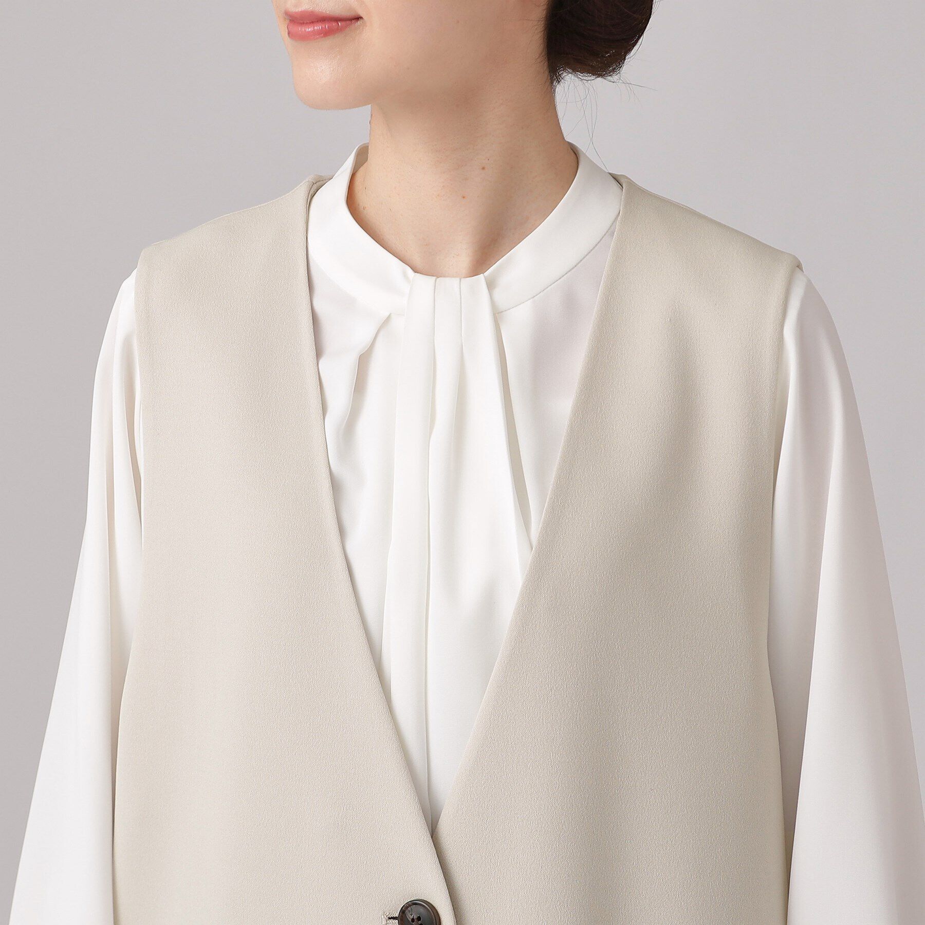 SHOO･LA･RUE「【通勤／デイリー／セットアップ可】マルチに使える カットジョーゼット ジレ」|ベスト・ジレ|