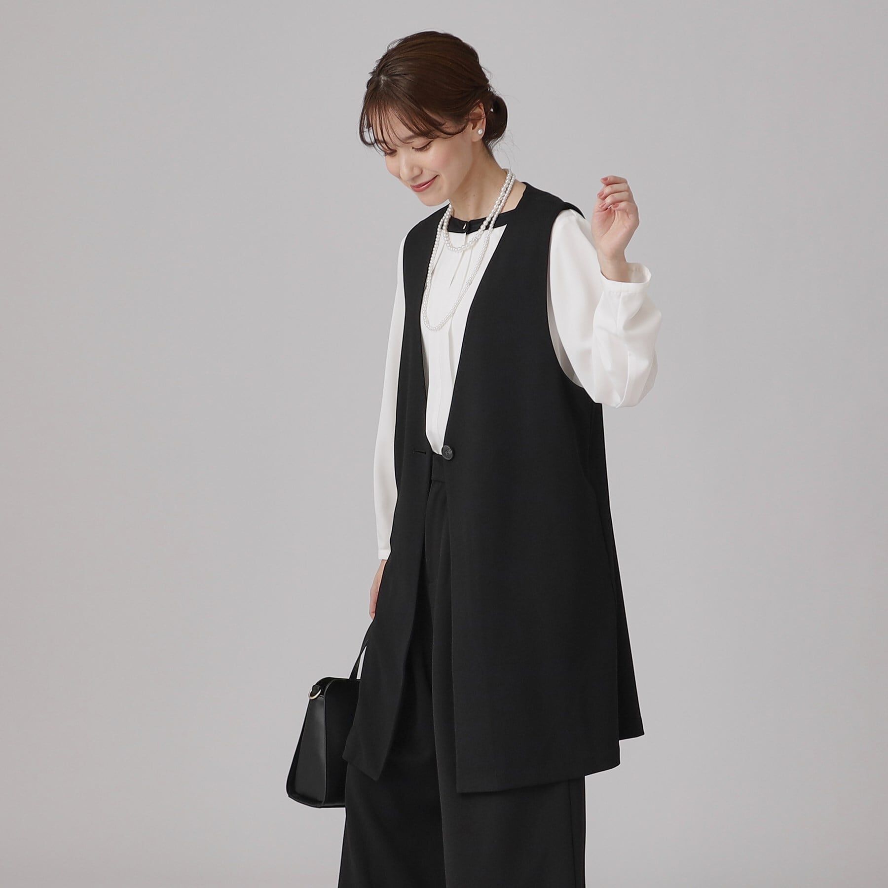 SHOO･LA･RUE「【通勤／デイリー／セットアップ可】マルチに使える カットジョーゼット ジレ」|ベスト・ジレ|