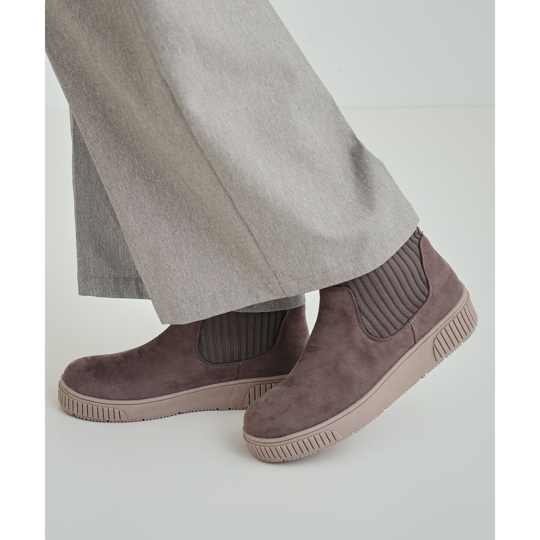 SHOO･LA･RUE「【高レビュー/撥水】すっぽりラクラク はきぐちニットブーツ」|ショートブーツ|