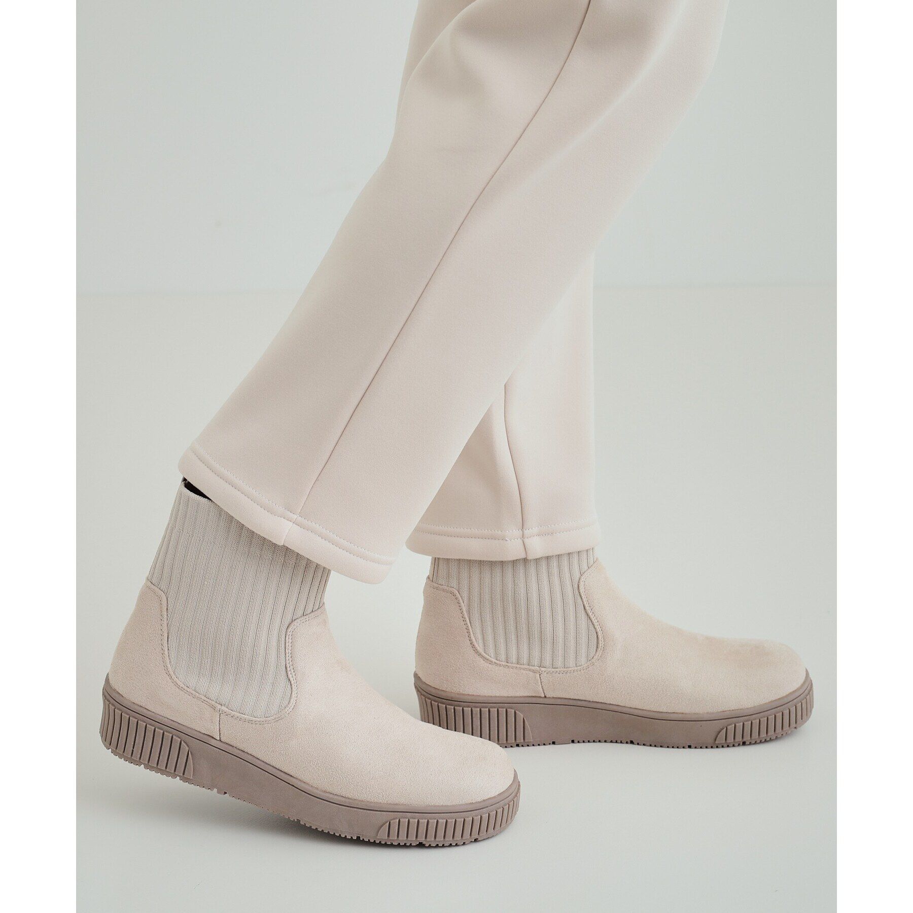 SHOO･LA･RUE「【高レビュー/撥水】すっぽりラクラク はきぐちニットブーツ」|ショートブーツ|