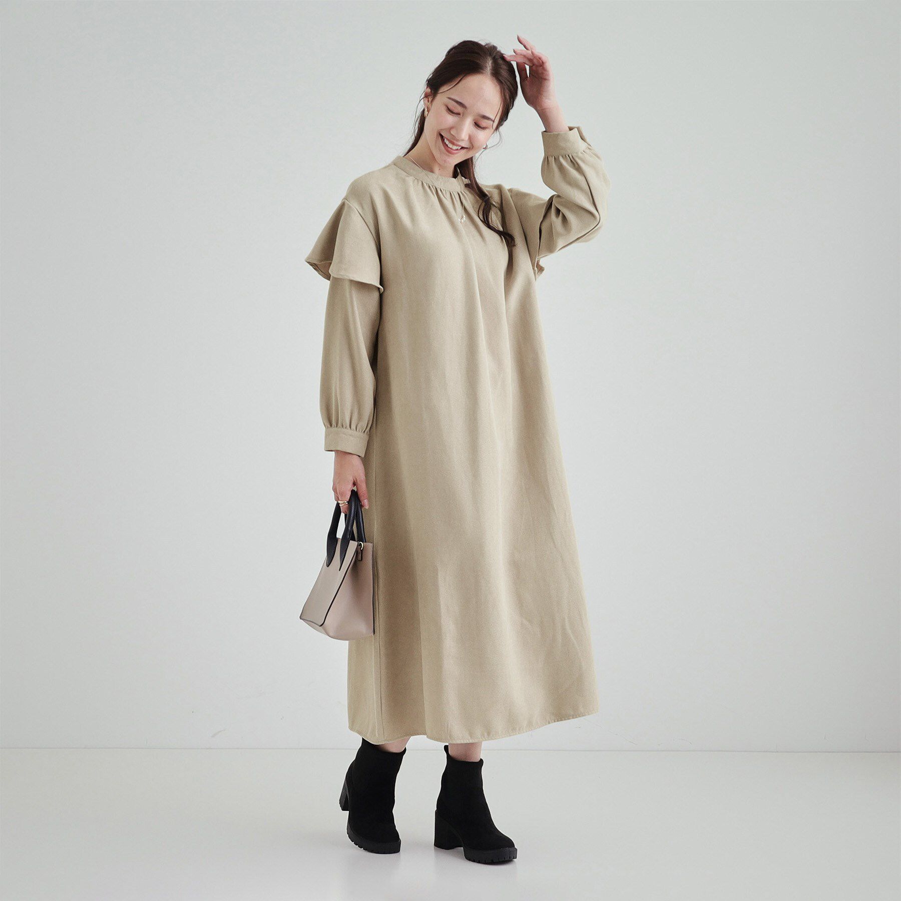 SHOO･LA･RUE「【S-LL】大人の甘めコーデに お袖フリルワンピース」|ワンピース|