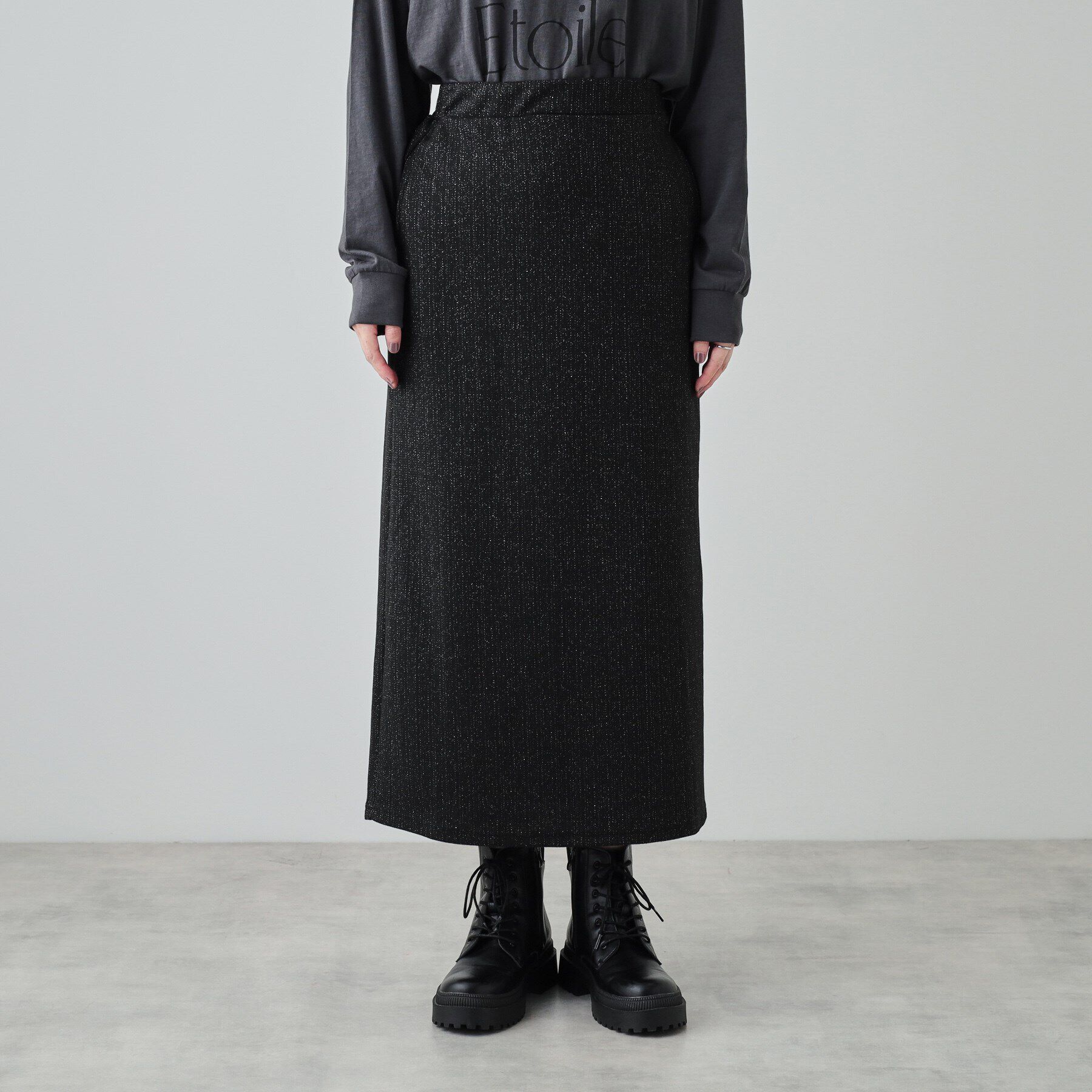SHOO･LA･RUE「【S-LL】さりげないラメが上品 やわらかナロースカート」|スカート|