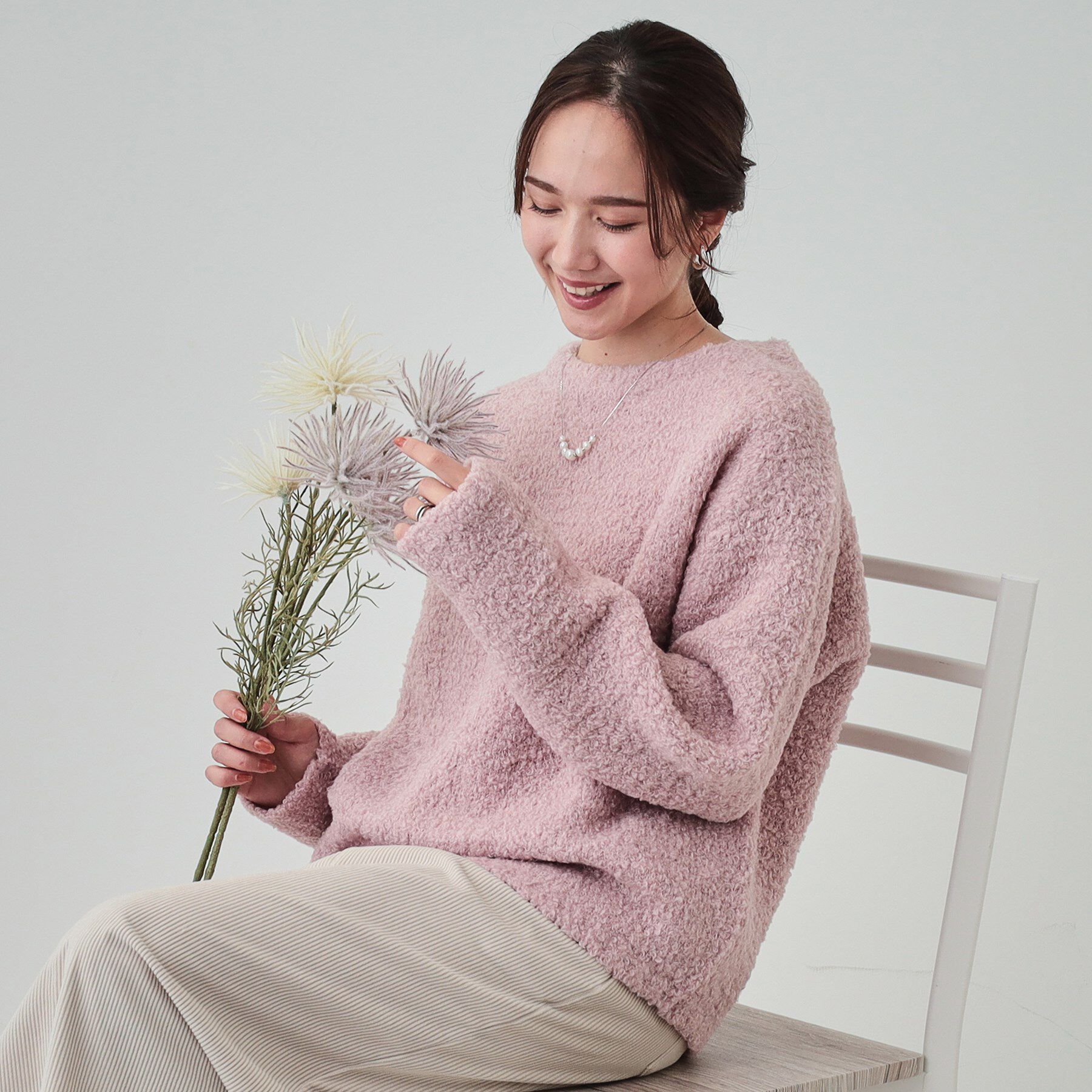 SHOO･LA･RUE「【S-LL】ほんのり甘い ふわふわニットトップス」|ニット・セーター|ピンク(071)