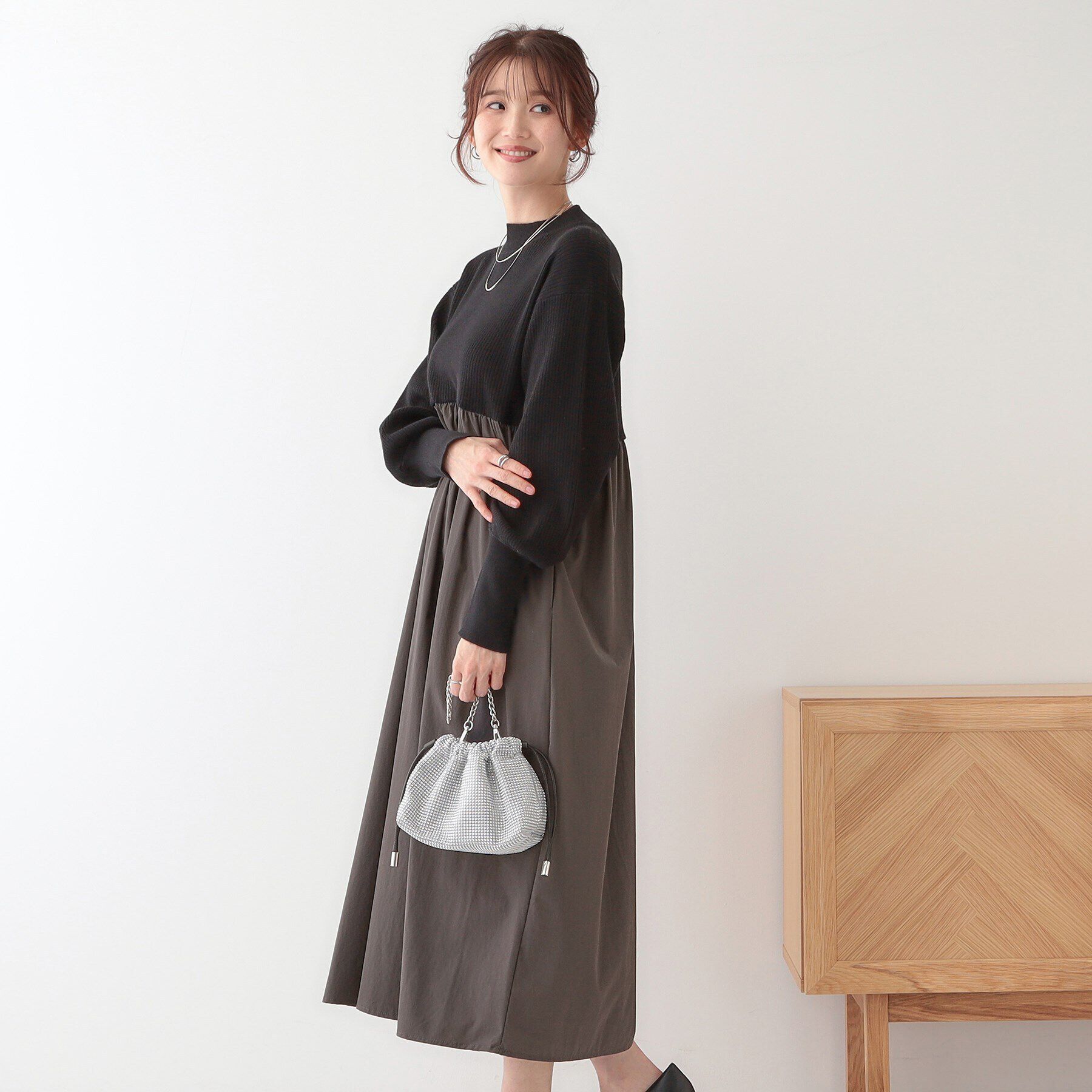 SHOO･LA･RUE「【S-LL】リブニットドッキングワンピース」|ワンピース|