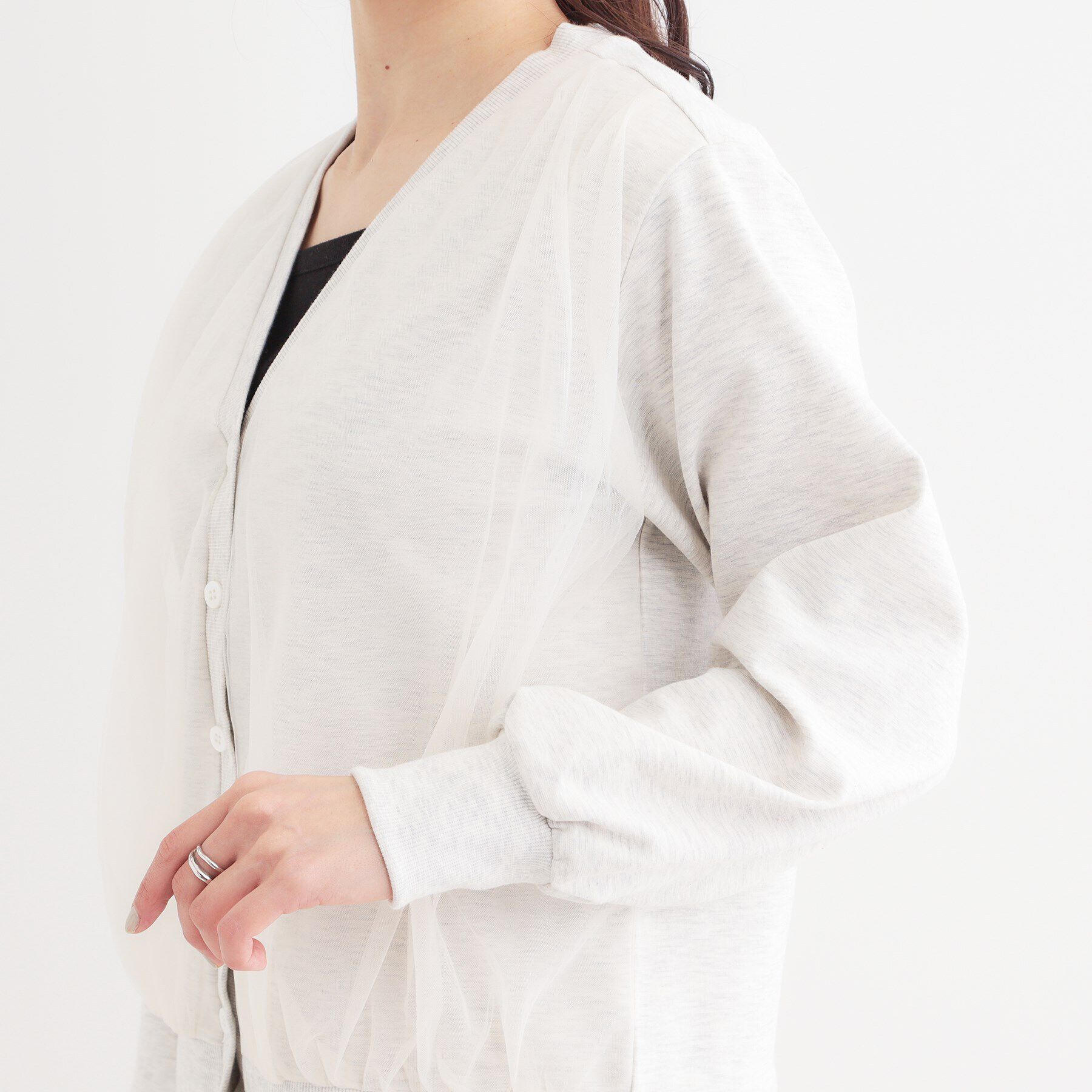 SHOO･LA･RUE「【S-LL】チュールレイヤードカーディガン」|カーディガン|