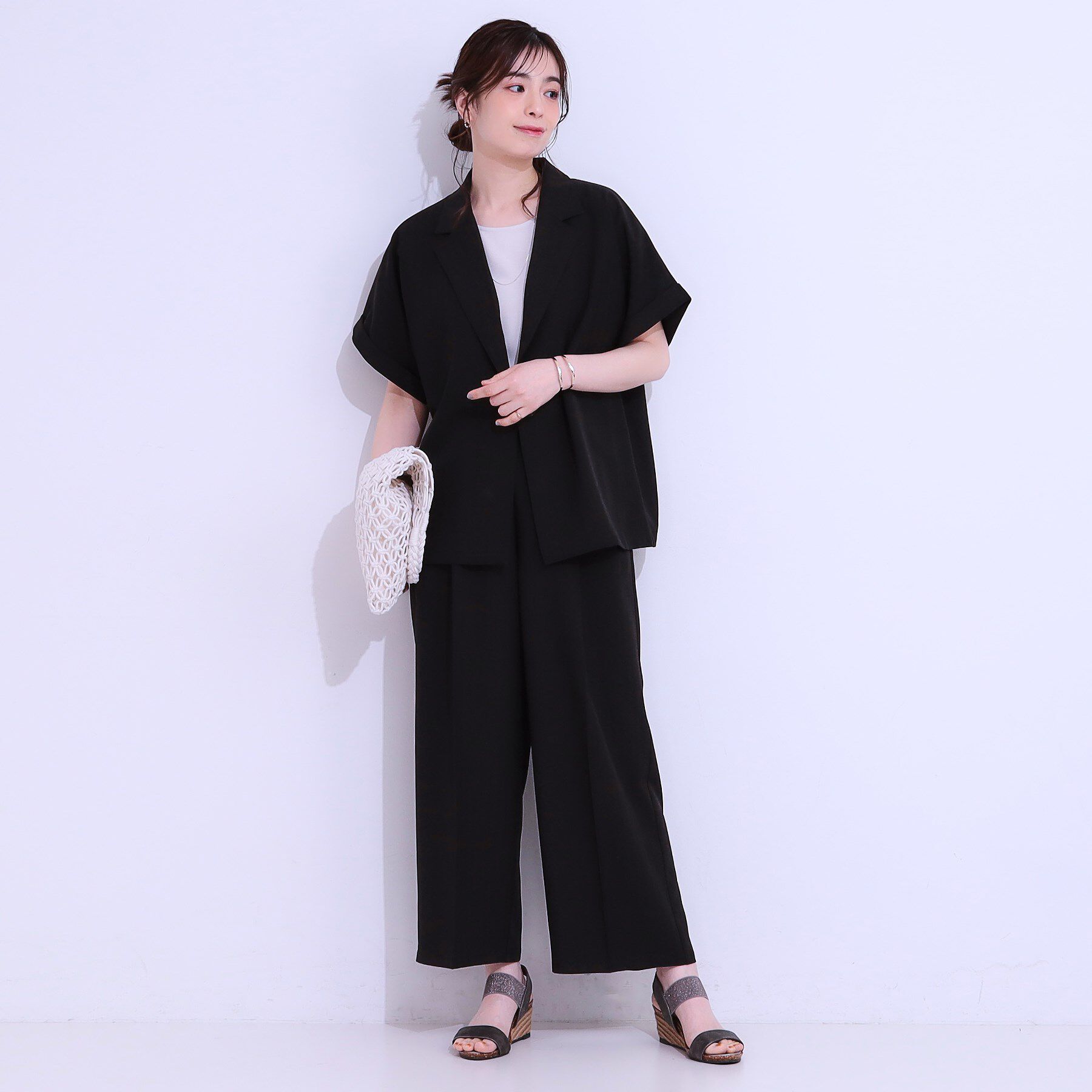 SHOO･LA･RUE「【セットアップ可】麻調半袖ジャケット」|テーラードジャケット|