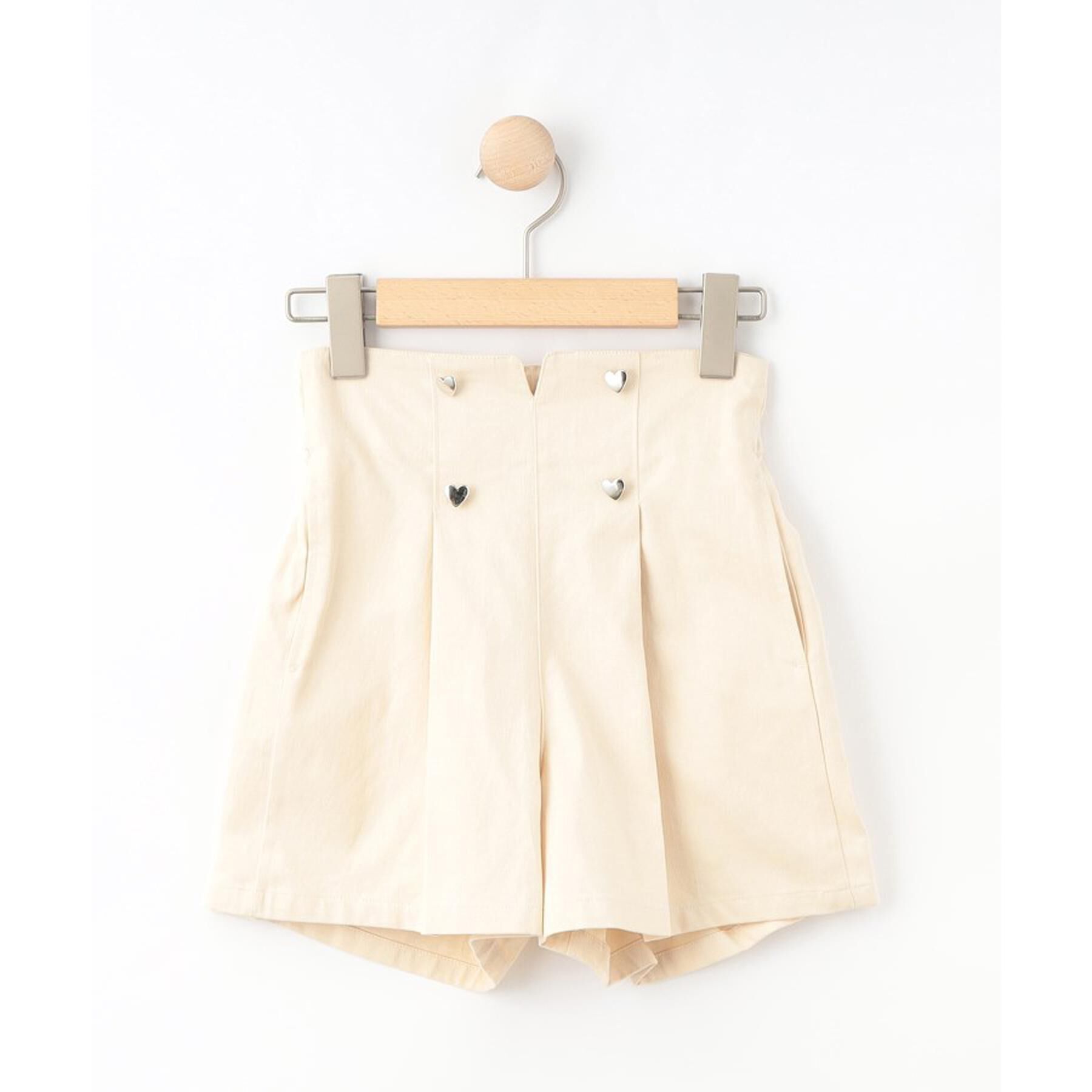 SHOO･LA･RUE「【130-150cm】ハートモチーフに心ときめく ハイウエストショートパンツ」|キュロット|