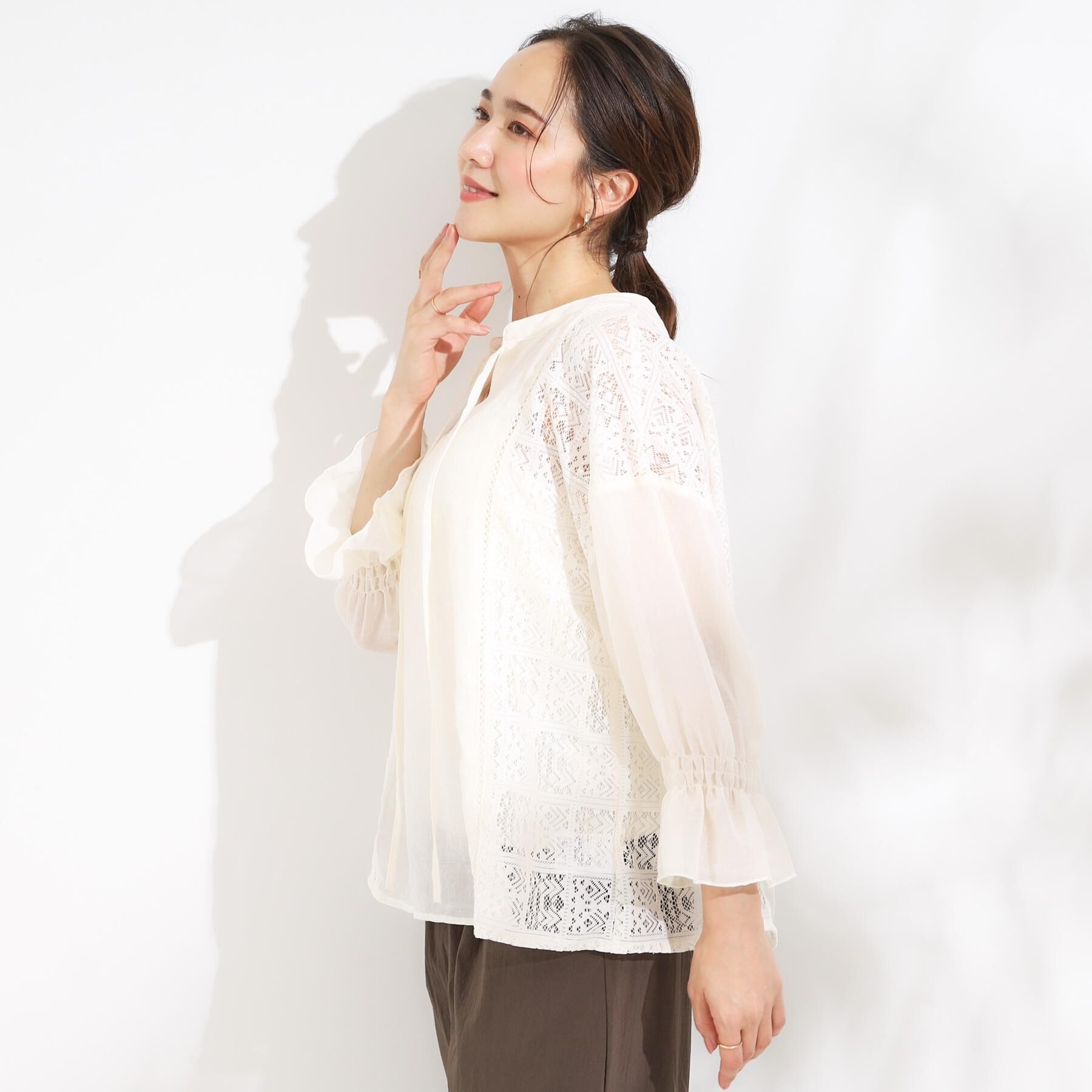 SHOO･LA･RUE「【着丈選べる】一枚でこなれ見え サイドレースブラウス」|シャツ・ブラウス|