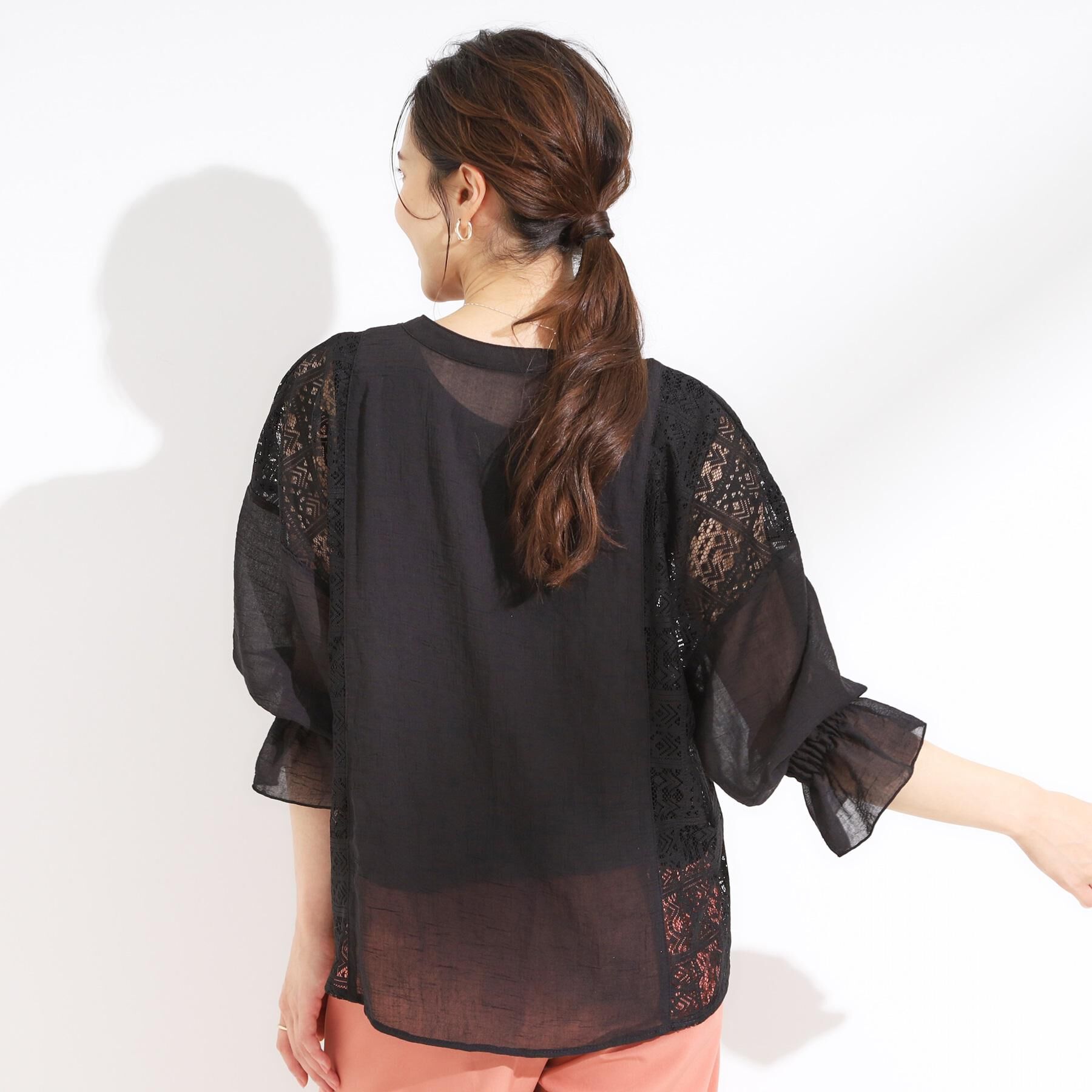 SHOO･LA･RUE「【着丈選べる】一枚でこなれ見え サイドレースブラウス」|シャツ・ブラウス|