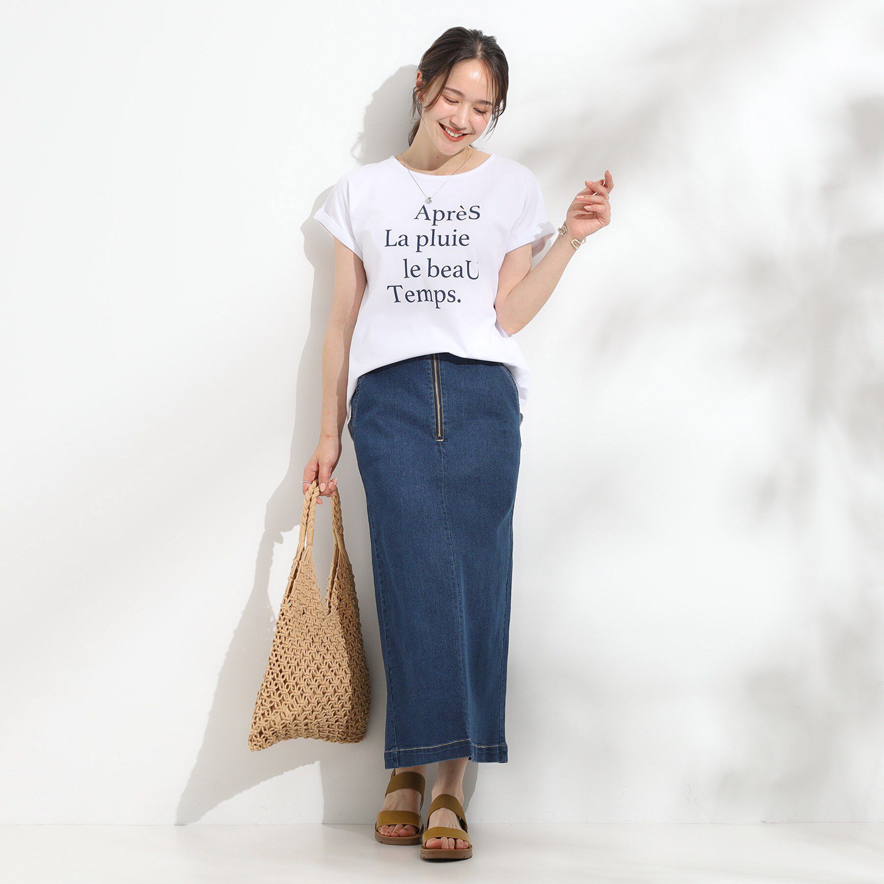 SHOO･LA･RUE「【汗ジミ防止/ひんやり/UV】ロゴプリントTシャツ」|Tシャツ・カットソー|