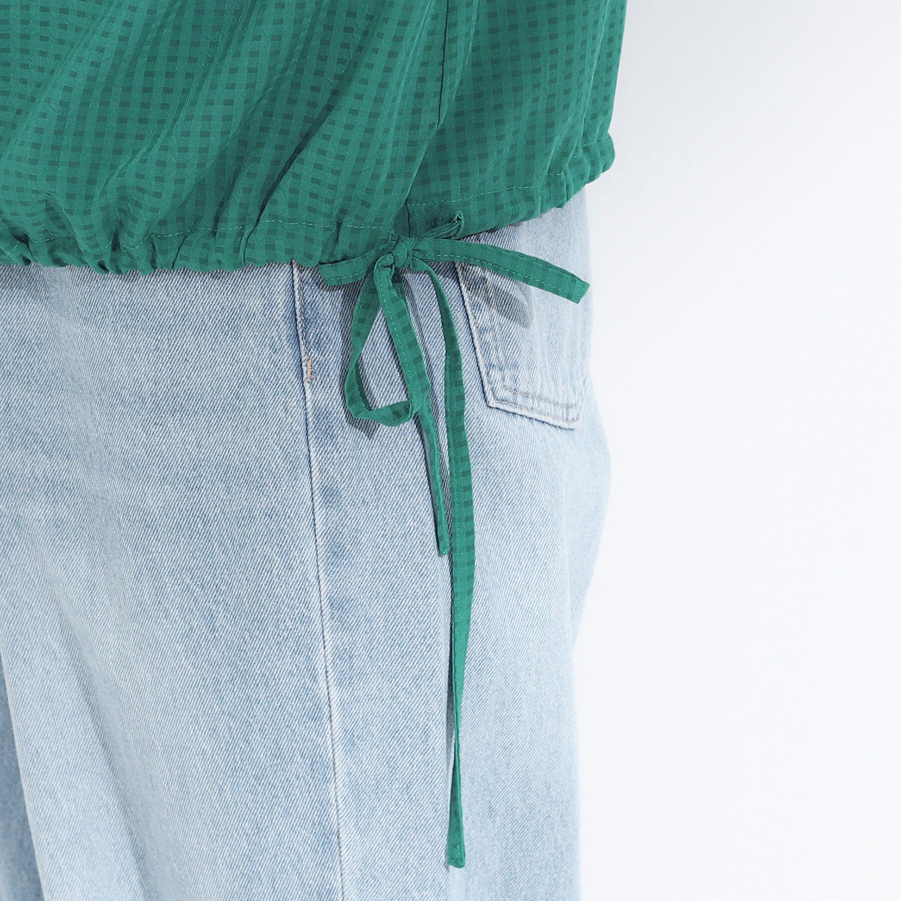 SHOO･LA･RUE「シルエット変化を楽しめる シアーチェックドロストシャツ」|シャツ・ブラウス|