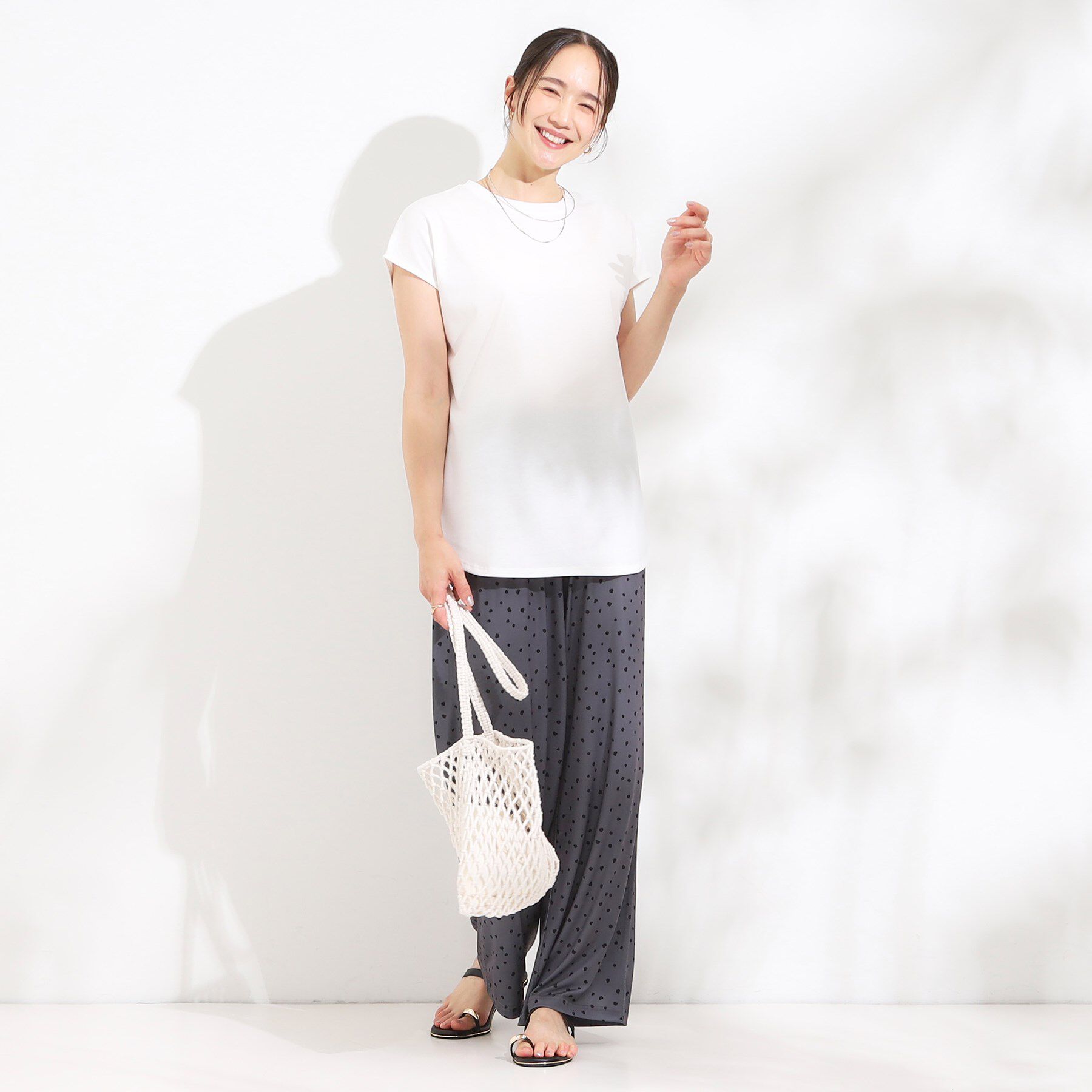 SHOO･LA･RUE「【S-LL/汗ジミ軽減/ひんやり/UV】フレンチスリーブTシャツ」|Tシャツ・カットソー|