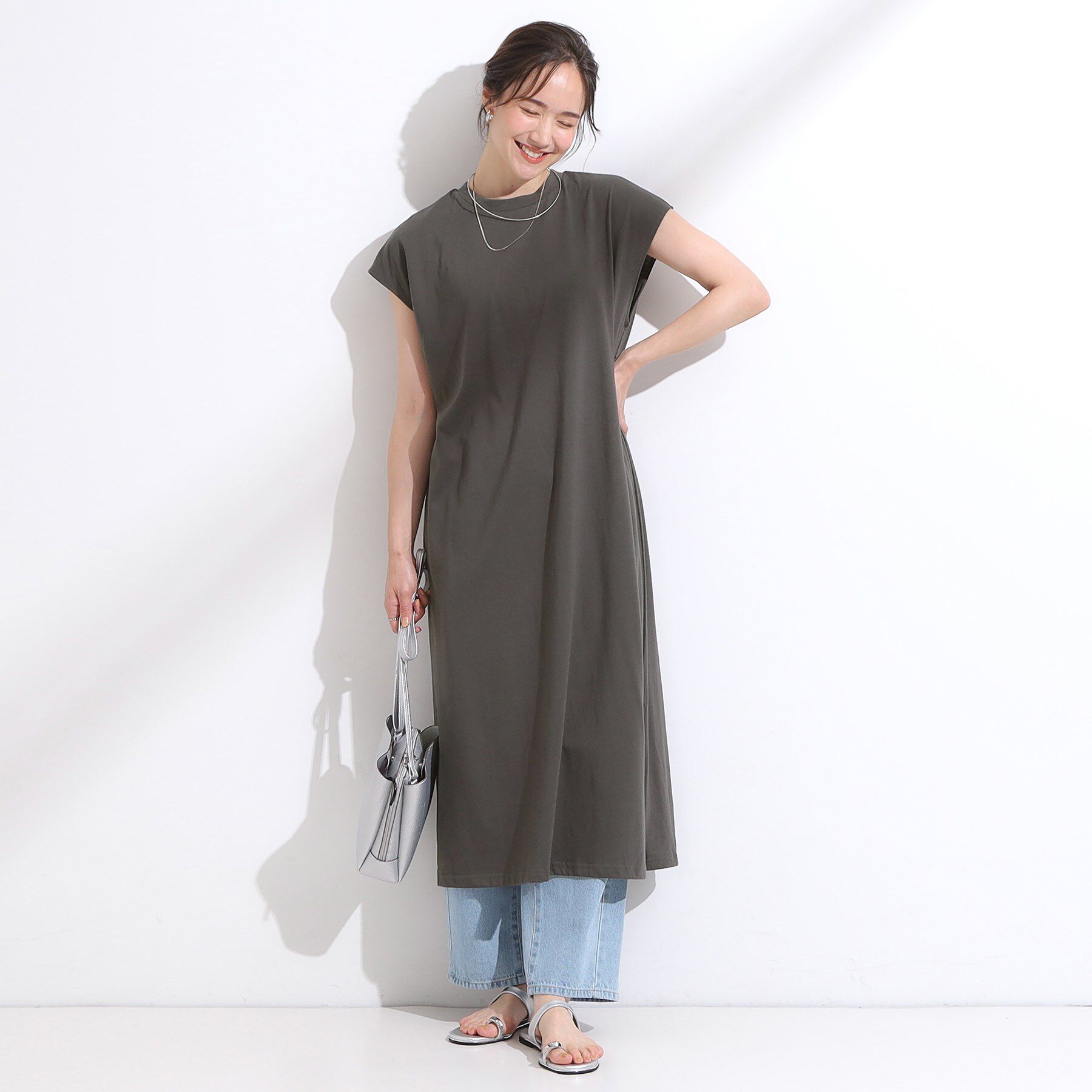 SHOO･LA･RUE「【2点セット】クロシェ編みレースベスト＋Tシャツワンピースセット」|ワンピース|