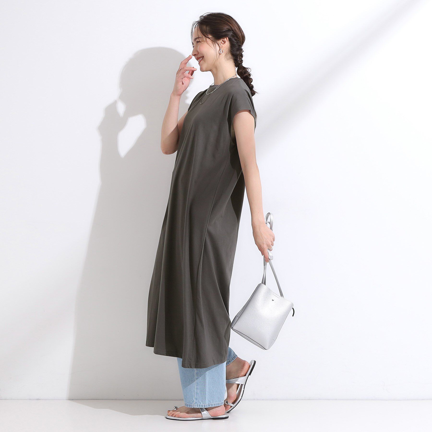 SHOO･LA･RUE「【2点セット】クロシェ編みレースベスト＋Tシャツワンピースセット」|ワンピース|