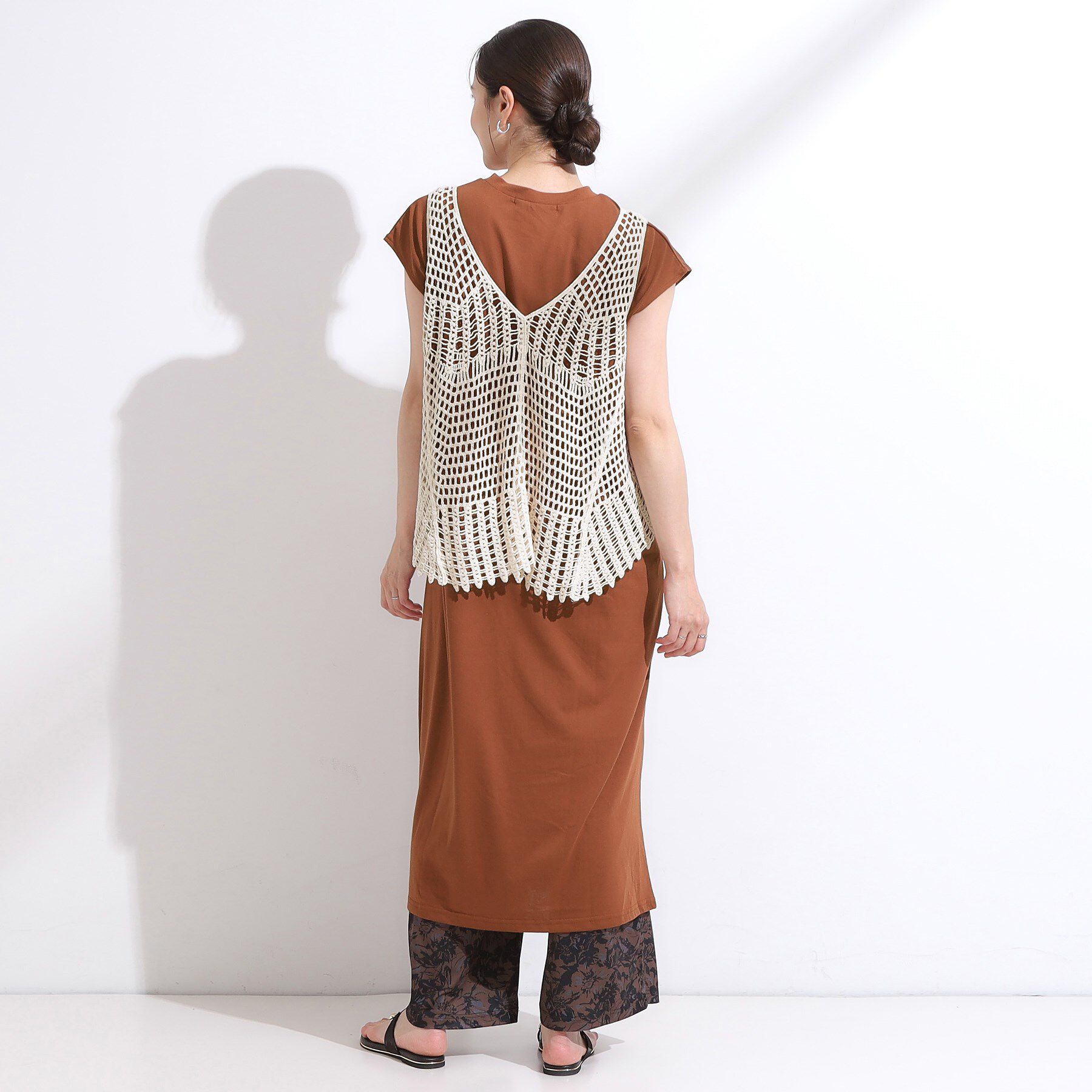 SHOO･LA･RUE「【2点セット】クロシェ編みレースベスト＋Tシャツワンピースセット」|ワンピース|