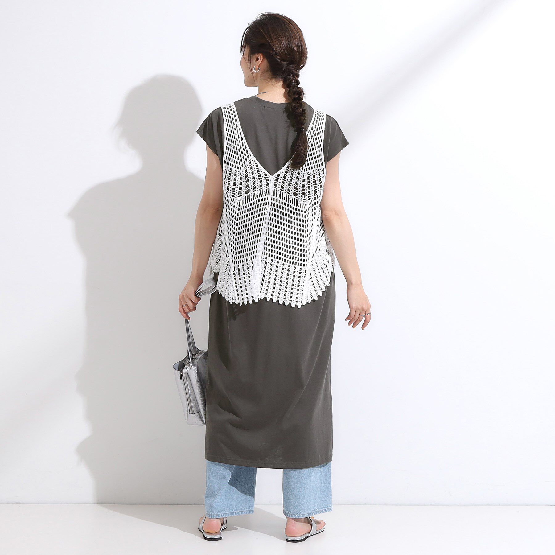 SHOO･LA･RUE「【2点セット】クロシェ編みレースベスト＋Tシャツワンピースセット」|ワンピース|