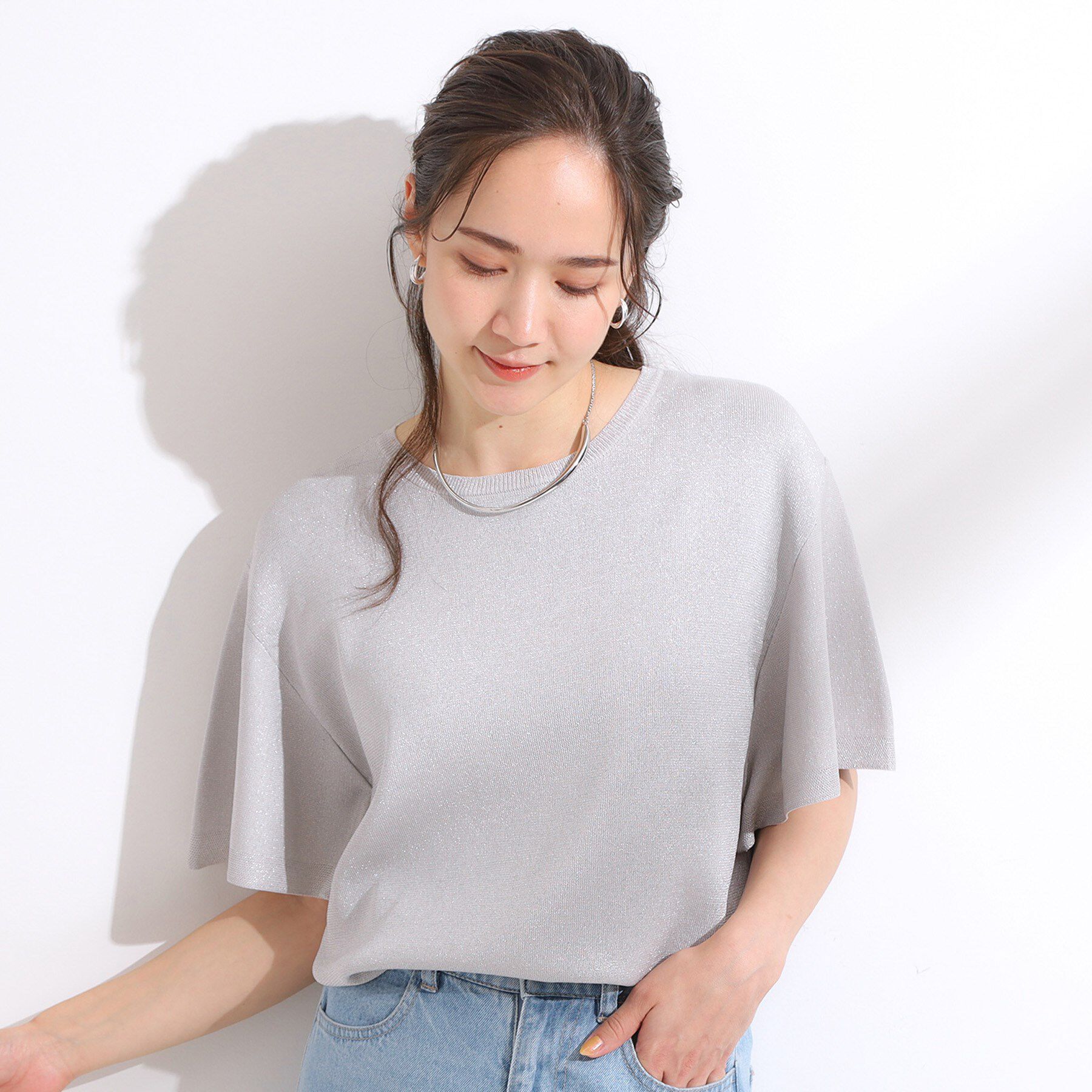 SHOO･LA･RUE「【S-LL】女性らしさ溢れる フレアスリーブニット」|ニット・セーター|