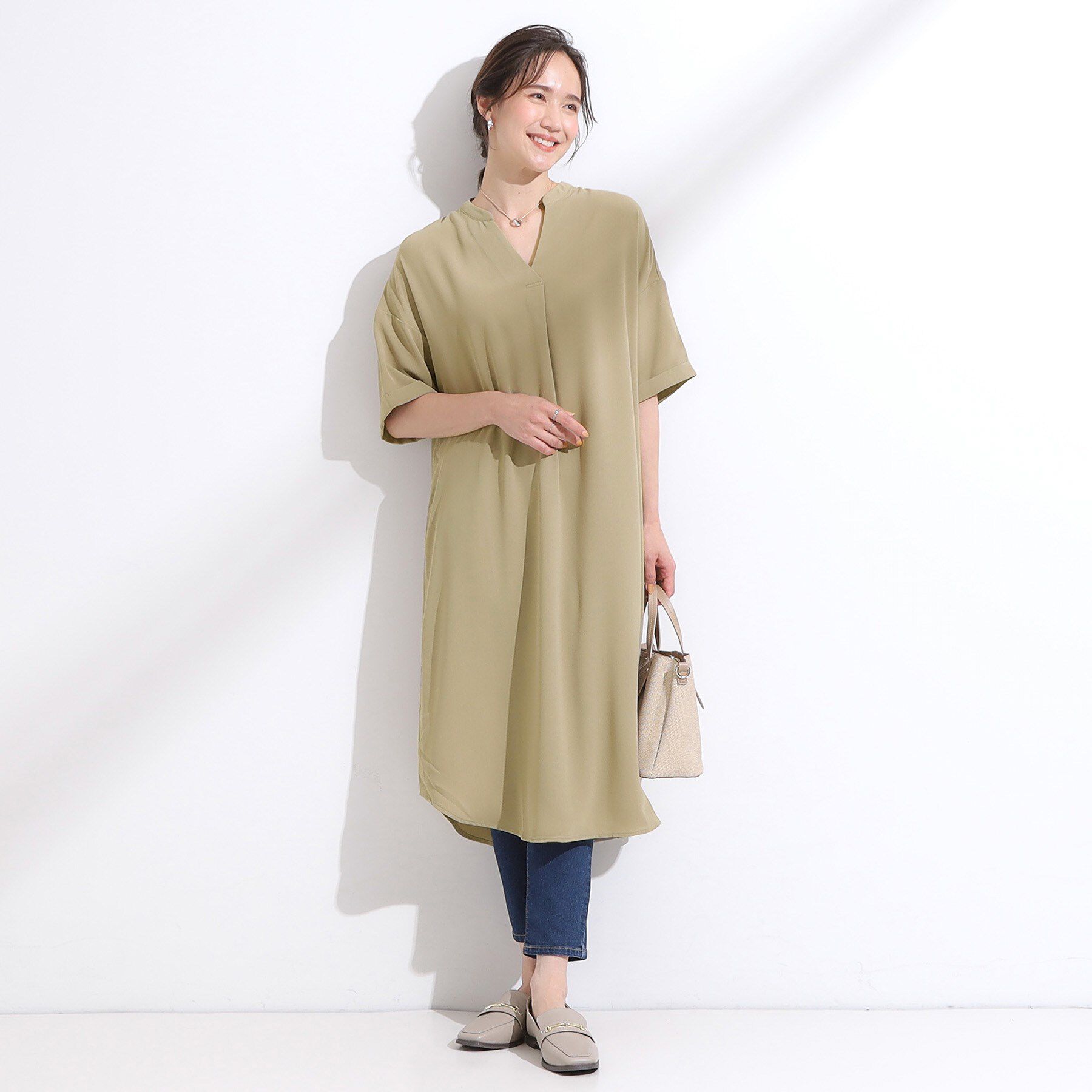 SHOO･LA･RUE「【洗える/S-LL/洗濯後しわになりにくい】バックレースアップチュニック」|チュニック|