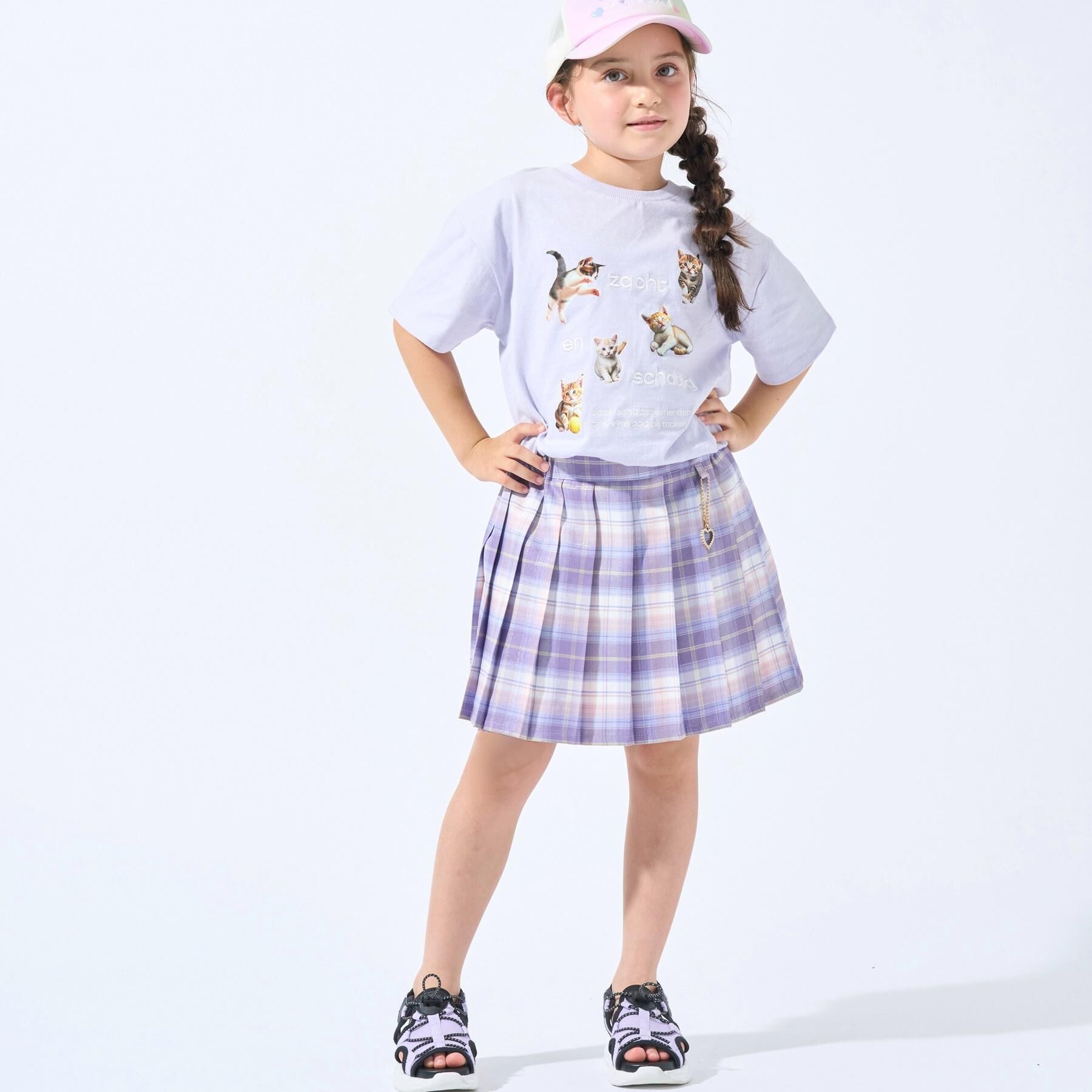 SHOO･LA･RUE「【100-150cm】刺繍ロゴ転写プリントGIRLSTシャツ」|Tシャツ・カットソー|