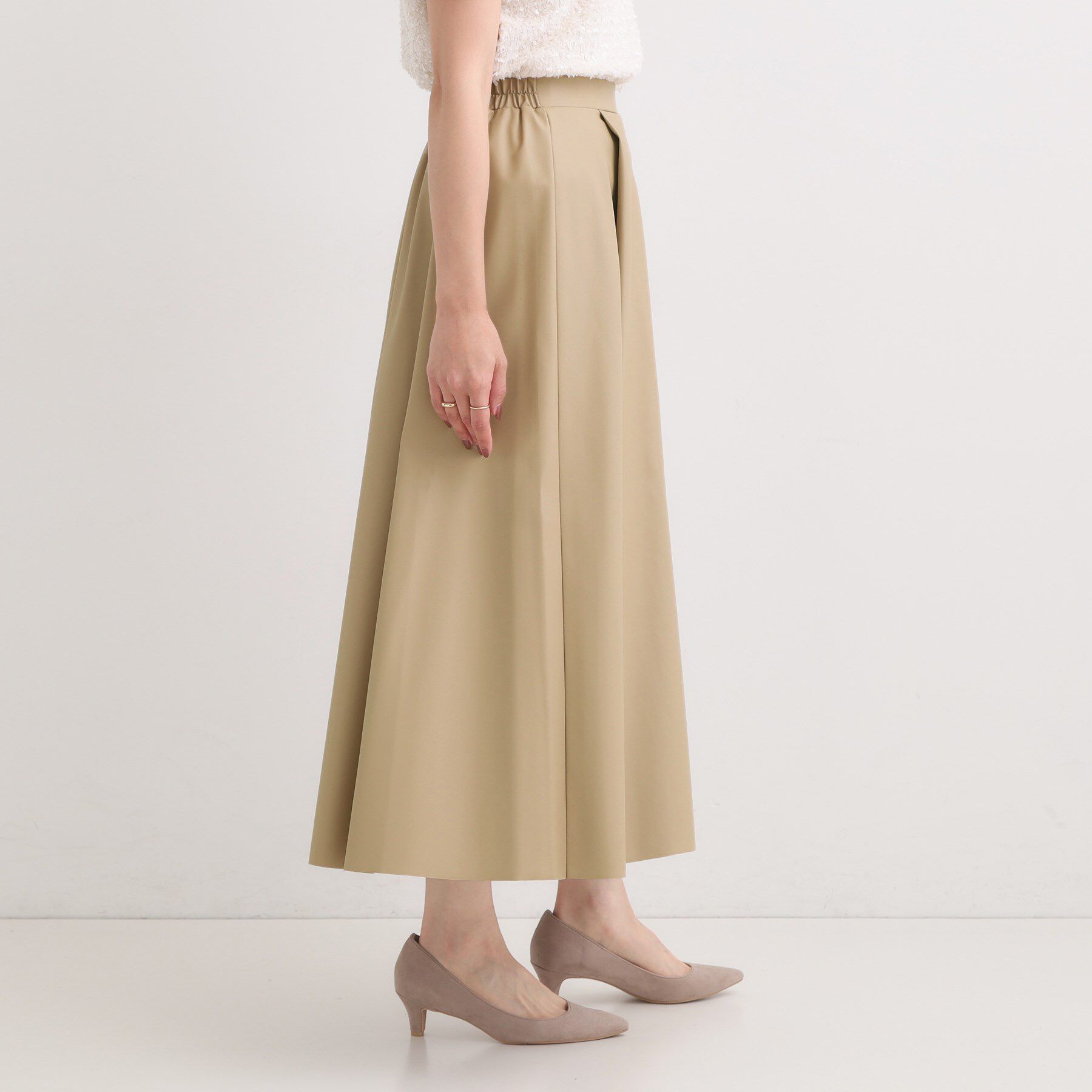 SHOO･LA･RUE「【S-LL】大人の抜け感 合皮フレアスカート」|スカート|