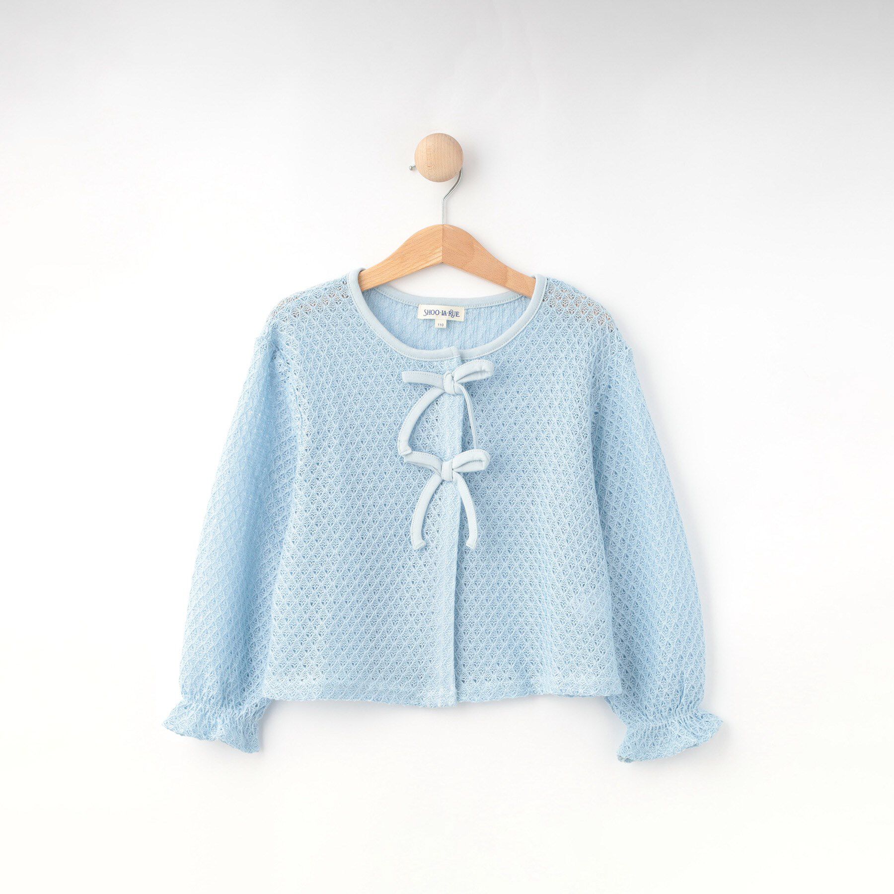 SHOO･LA･RUE「【100-150cm】レースニットソーカーディガン」|カーディガン|サックスブルー(09