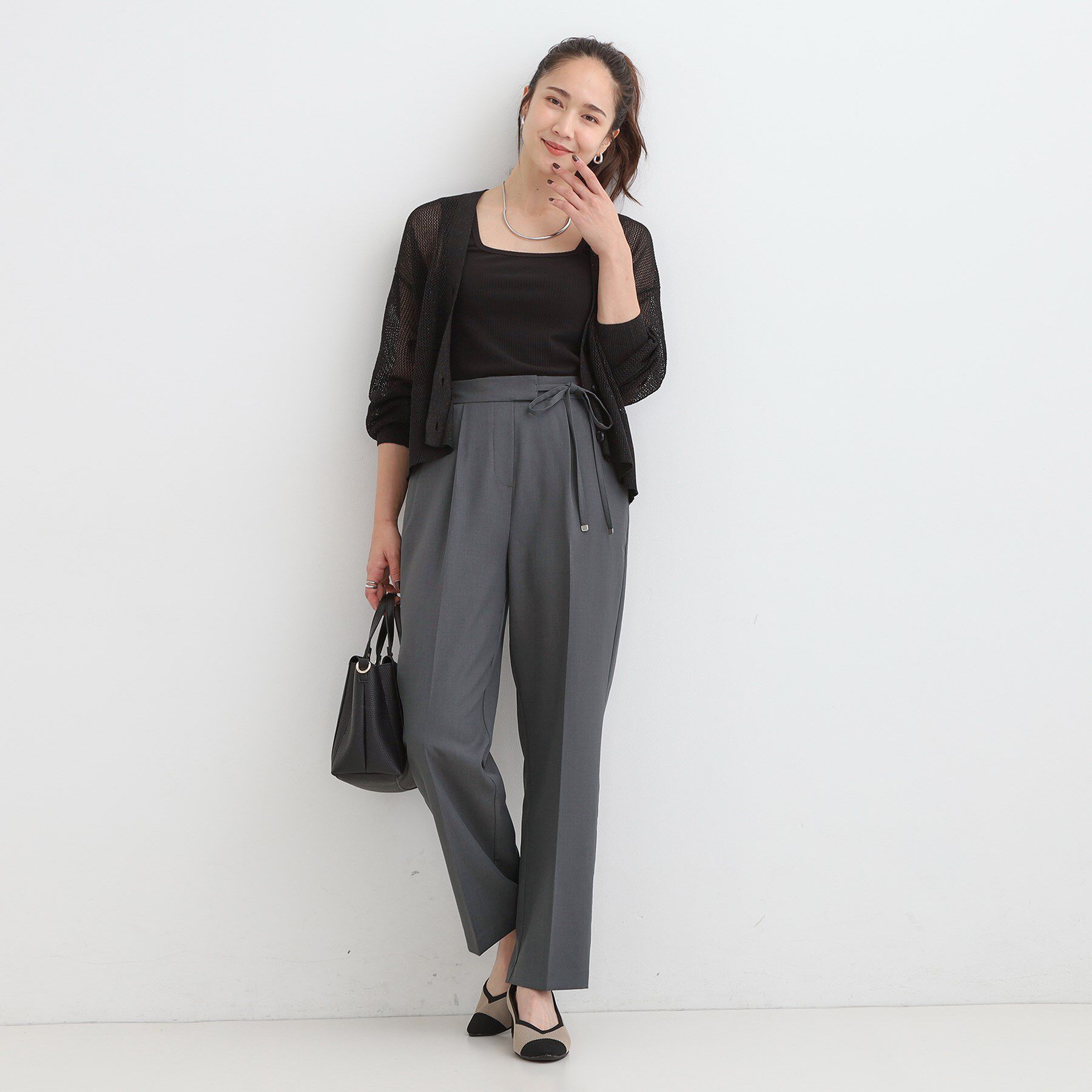 SHOO･LA･RUE「【S-LL】ウエストリボンがアクセント ゆったりテーパードパンツ」|その他|