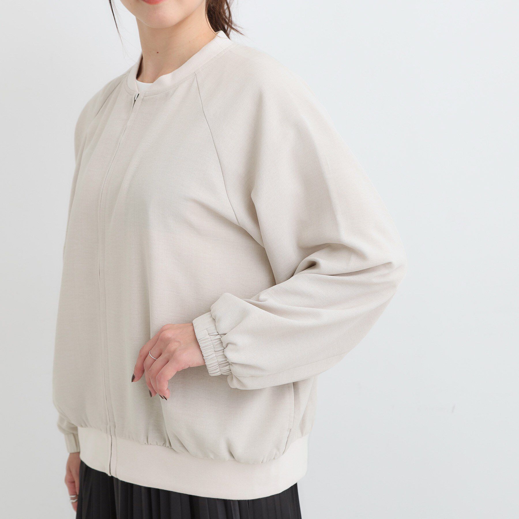 SHOO･LA･RUE「【洗濯機可/S-LL】さっと羽織れる 軽量リブブルゾン」|ブルゾン・スタジャン|