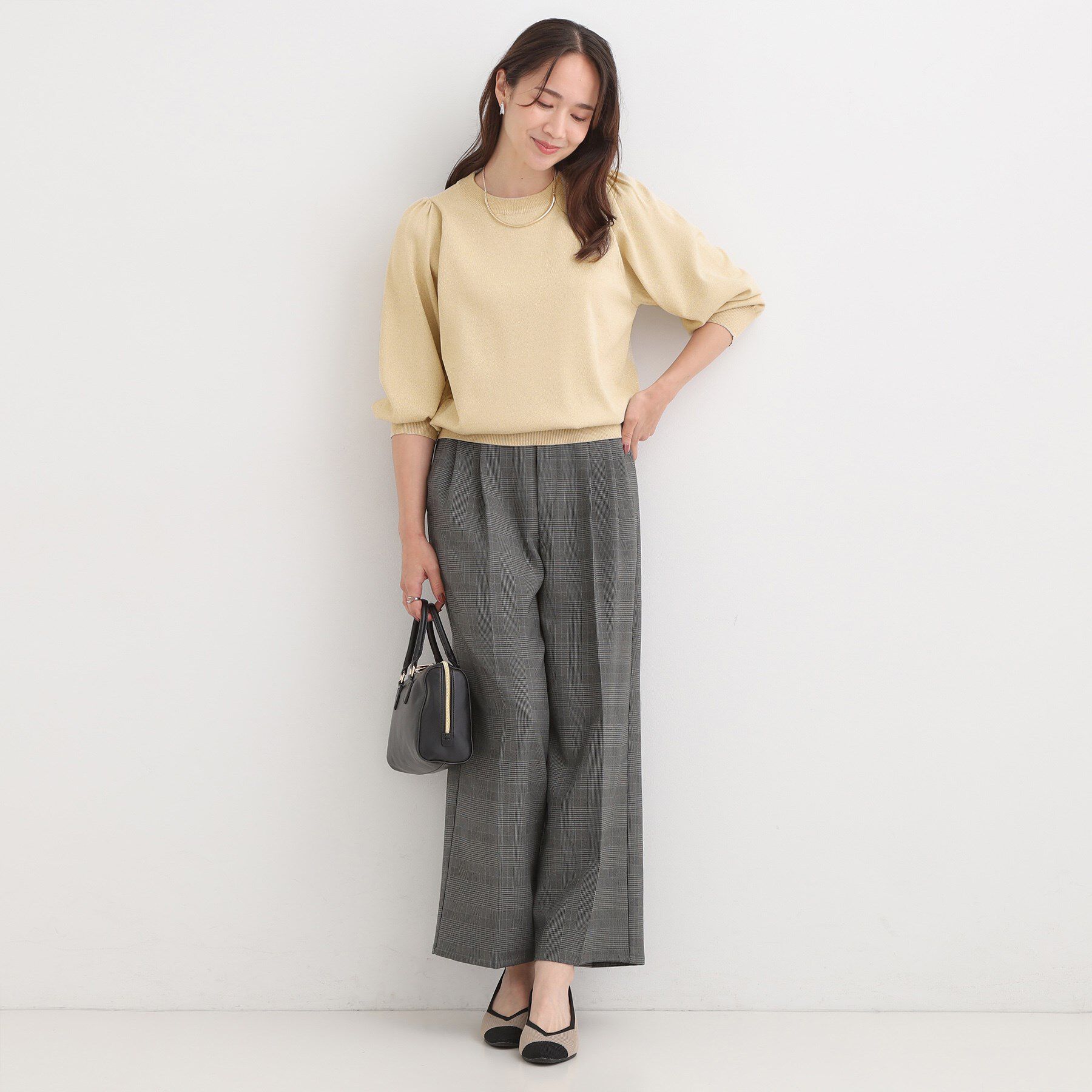 SHOO･LA･RUE「【洗濯機可/S-LL/アンサンブル可】8分袖で手元を華奢に魅せる さらっとタッチニット」|ニット・セーター|