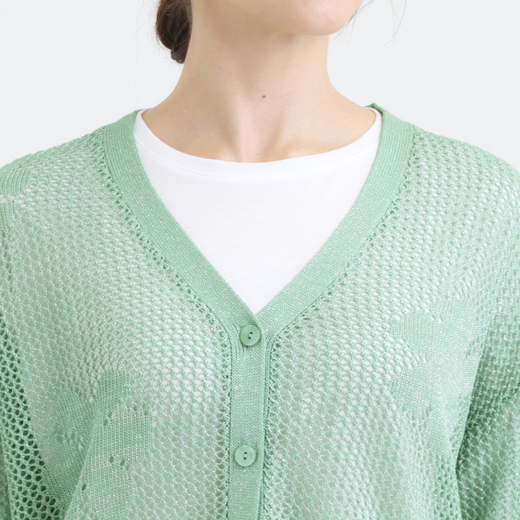 SHOO･LA･RUE「【2点セット】ラメメッシュニットカーディガン＋ロンTセット」|カーディガン|