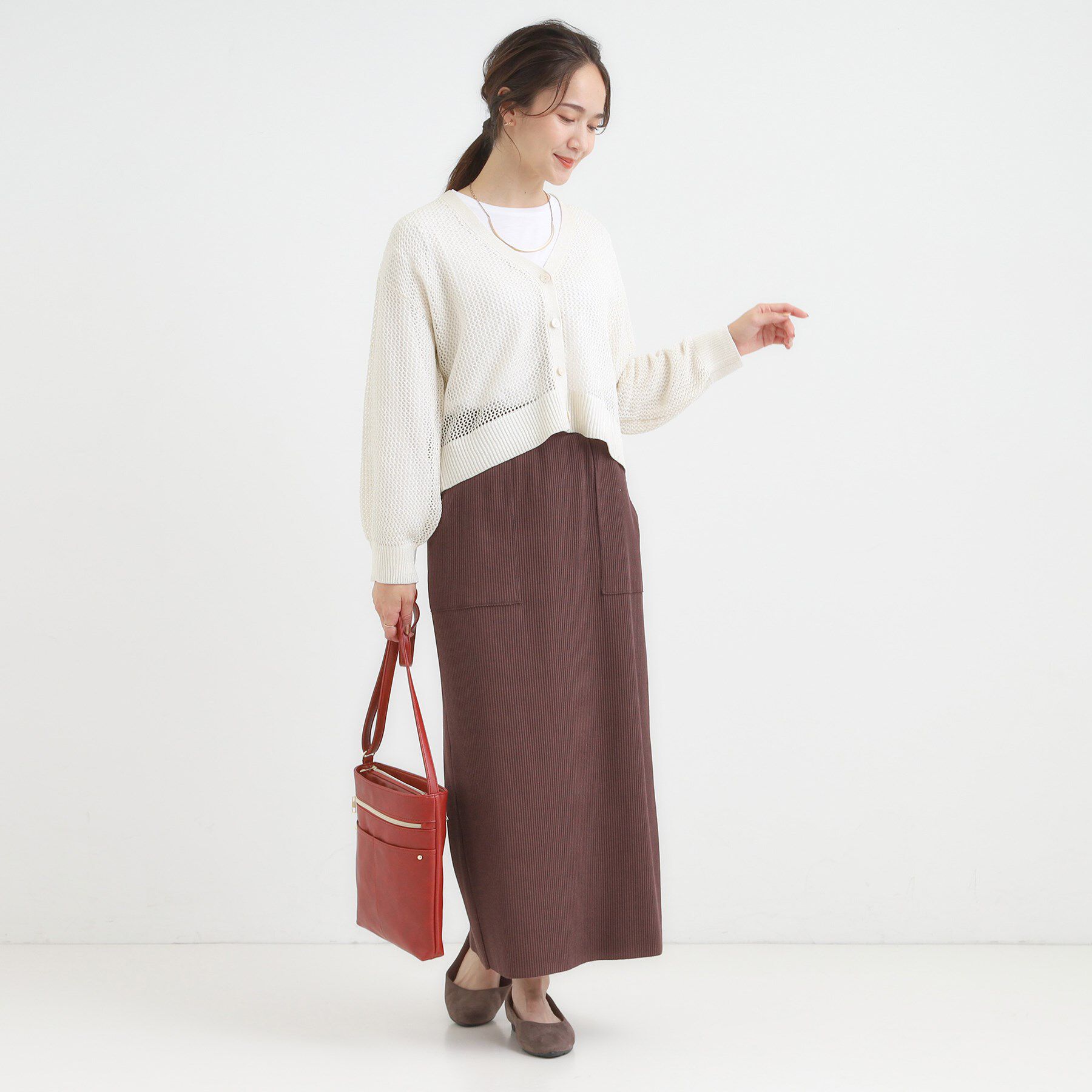 SHOO･LA･RUE「【2点セット】ラメメッシュニットカーディガン＋ロンTセット」|カーディガン|