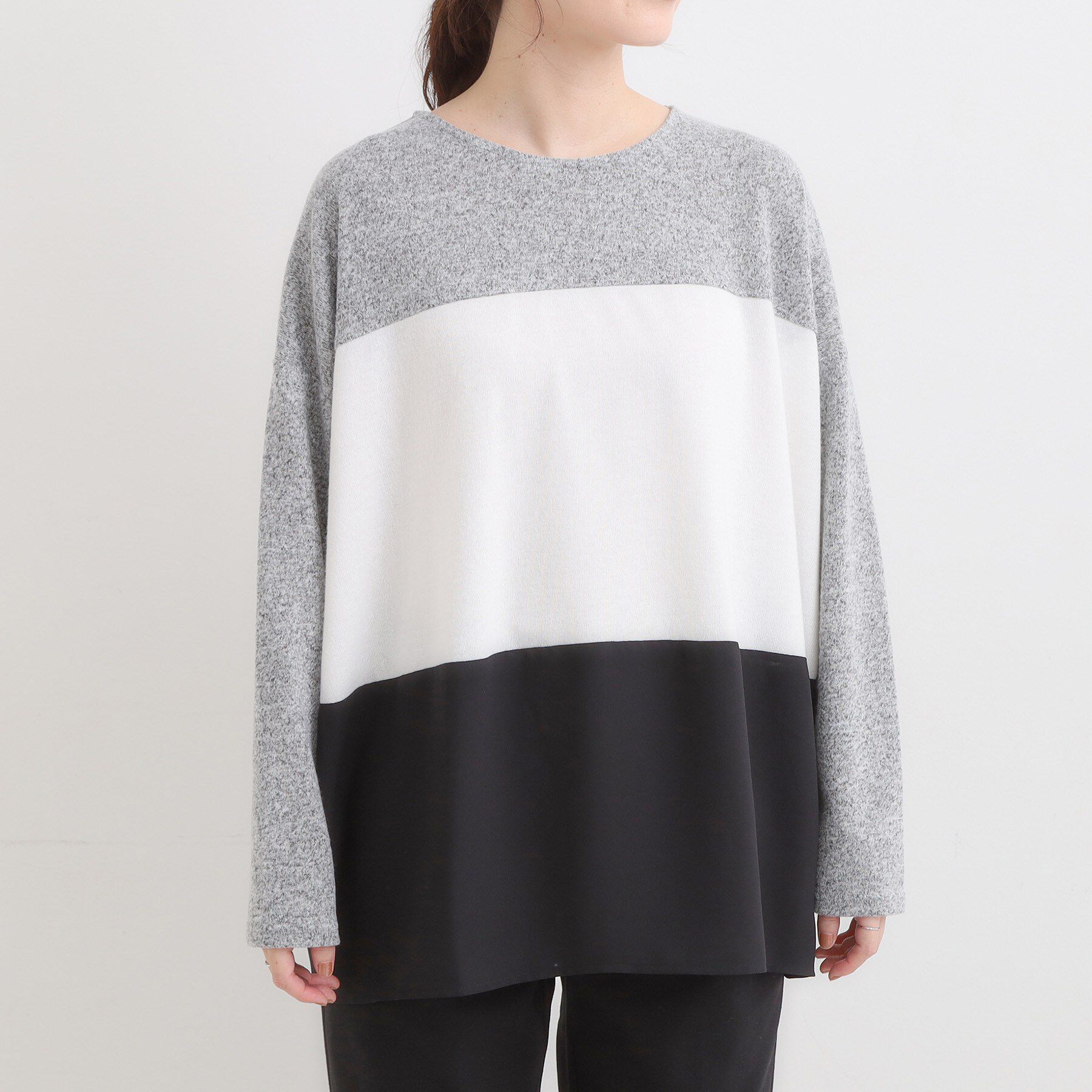 SHOO･LA･RUE「【S-LL】インしないで着られる 3段切り替えトップス」|Tシャツ・カットソー|