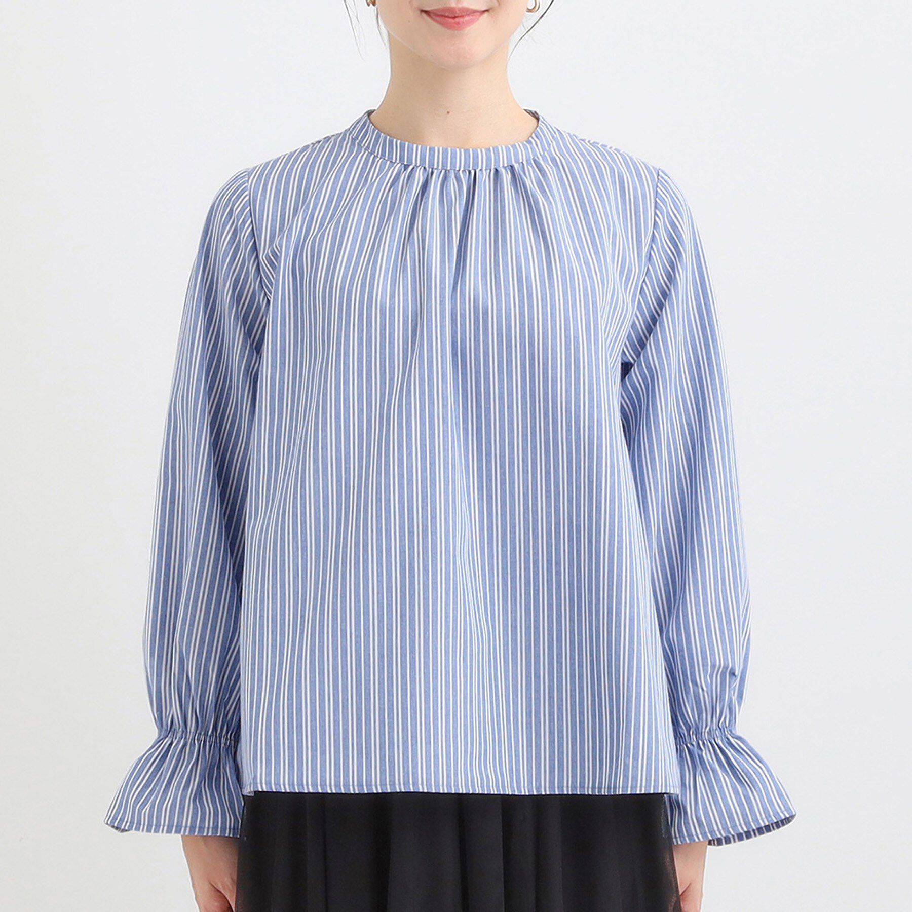 SHOO･LA･RUE「【S-LL】インせず着られるマルチストライプブラウス」|シャツ・ブラウス|