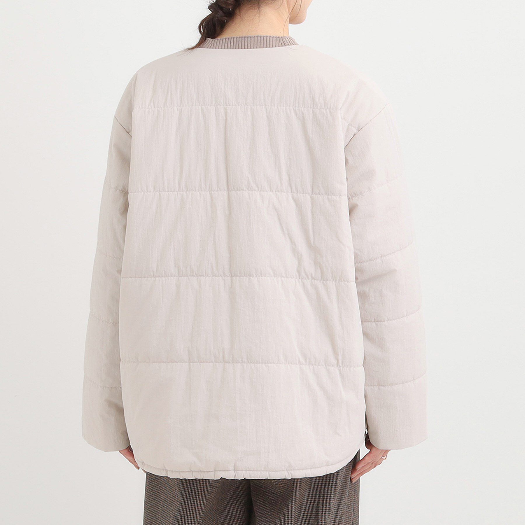 SHOO･LA･RUE「【洗濯機可/撥水/リバーシブル】 ノーカラー中綿ブルゾン」|ブルゾン・スタジャン|