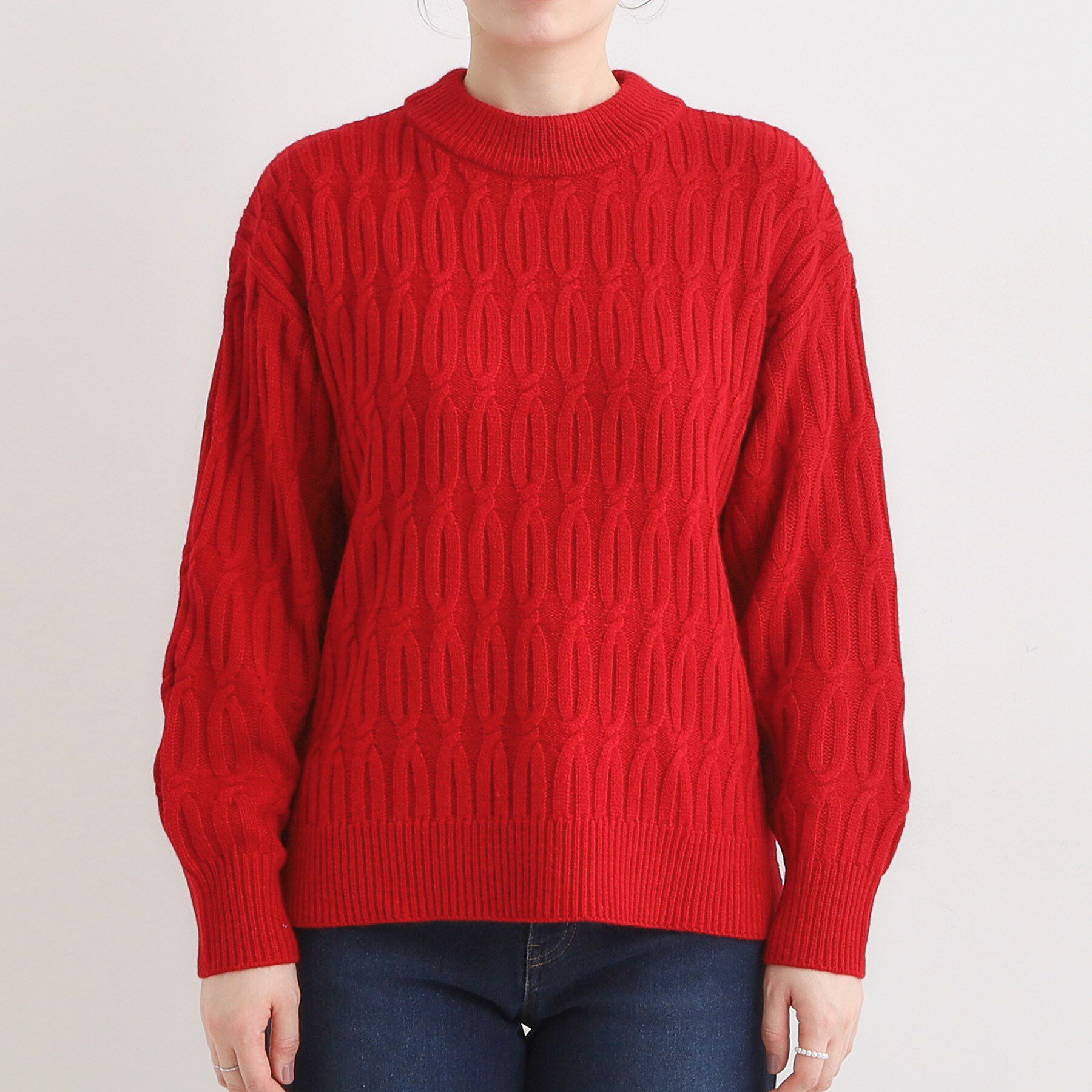 SHOO･LA･RUE「【洗濯機可／毛玉レス】シンプルケーブル柄ニット」|ニット・セーター|